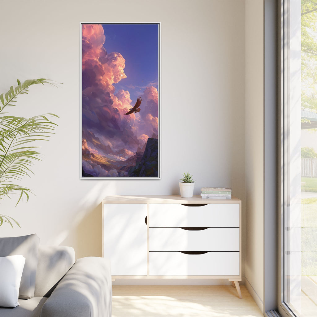 Soaring Eagle Sunset Matte Canvas Framed Wall Art
