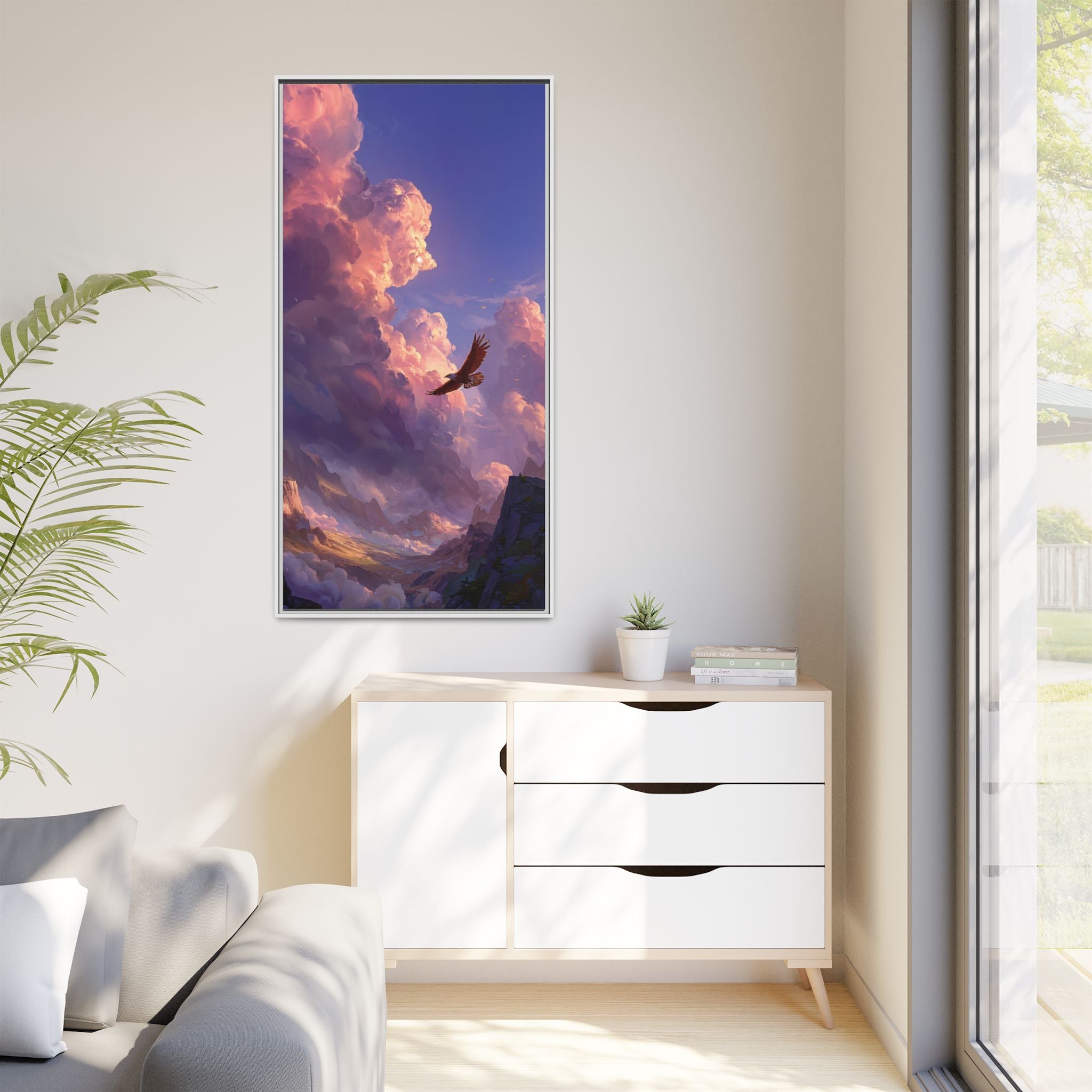 Soaring Eagle Sunset Matte Canvas Framed Wall Art