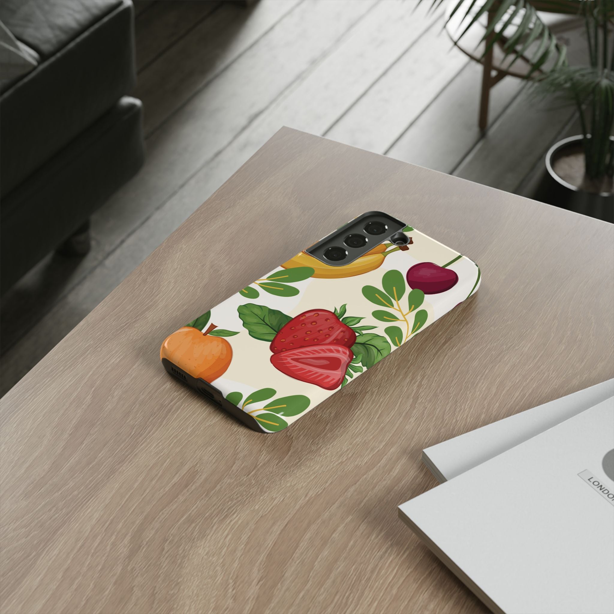 Fruit Pattern Tough Case — Floral Strawberry & Banana Phone Cover