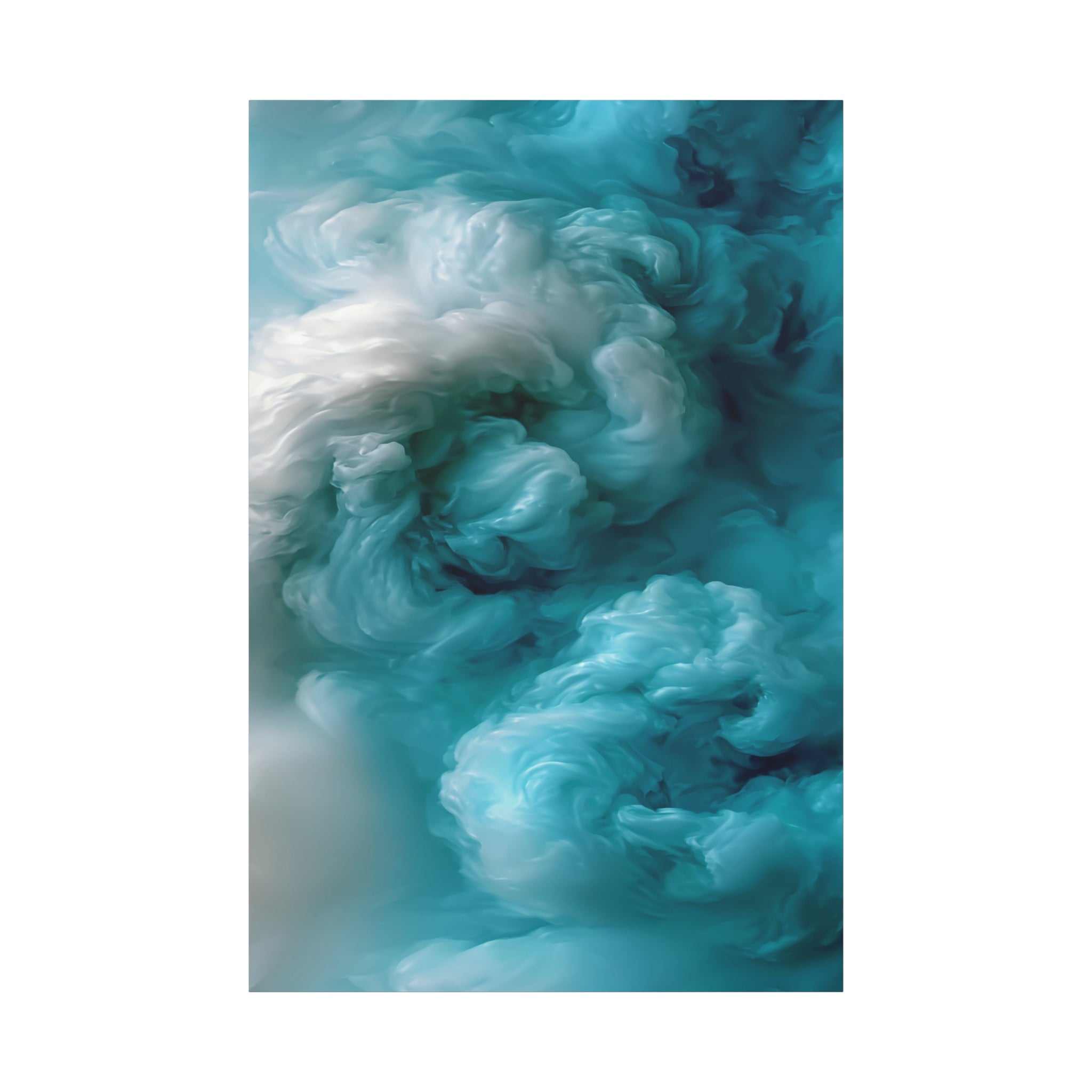 Teal Cloudscape Matte Canvas Print — Abstract Oceanic Wall Art (Stretched)