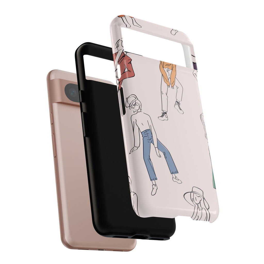 Dancing Women Pattern Phone Case — Chic Pastel Protective Phone Cover