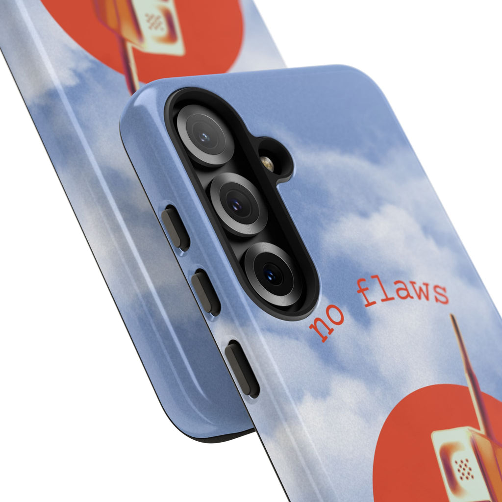 Retro “No Flaws” Phone Tough Case — Vintage 90s Aesthetic Protective Phone Case