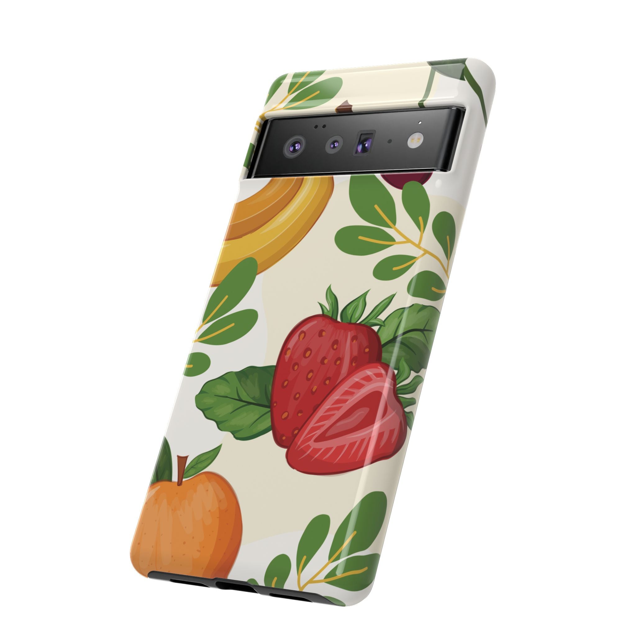 Fruit Pattern Tough Case — Floral Strawberry & Banana Phone Cover