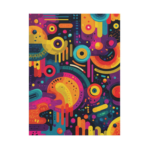 Abstract Neon Shapes Matte Canvas Print — Colorful Geometric Wall Art