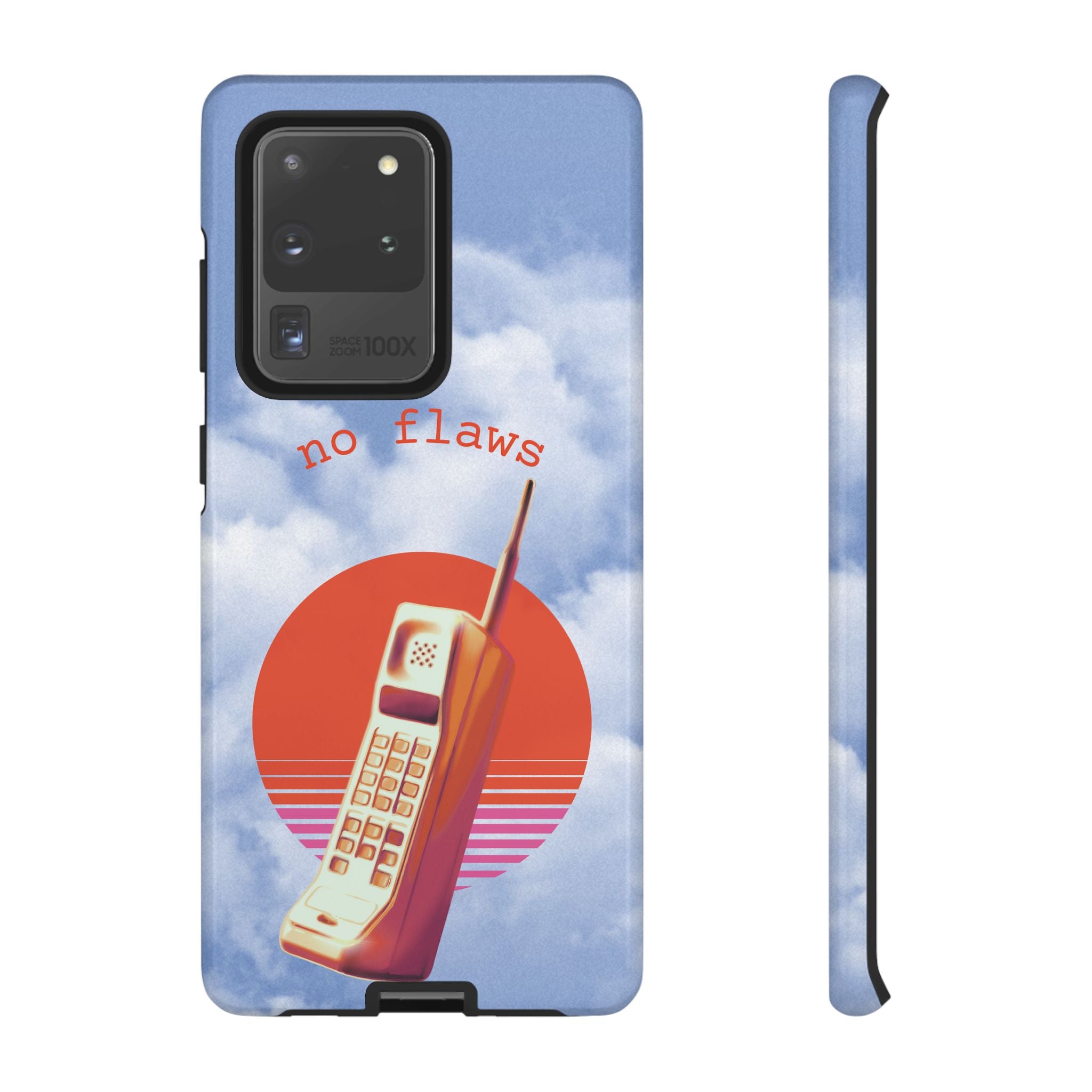 Retro “No Flaws” Phone Tough Case — Vintage 90s Aesthetic Protective Phone Case
