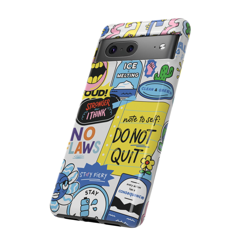 Sticker Collage Phone Case — Motivational "Do Not Quit" Protective Cover