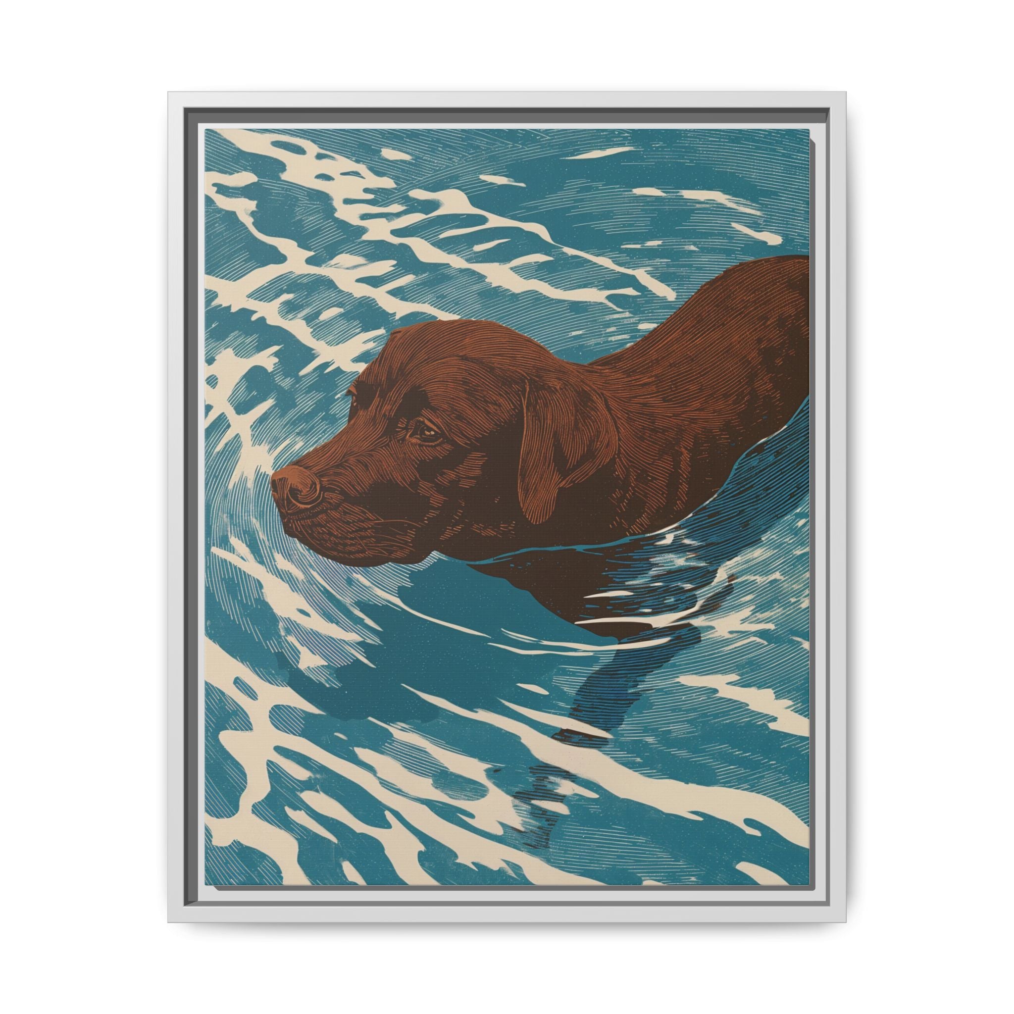 Swimming Chocolate Lab