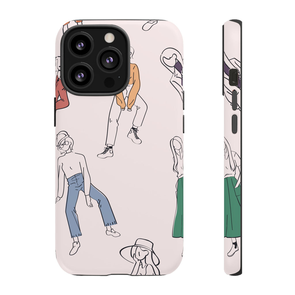 Dancing Women Pattern Phone Case — Chic Pastel Protective Phone Cover