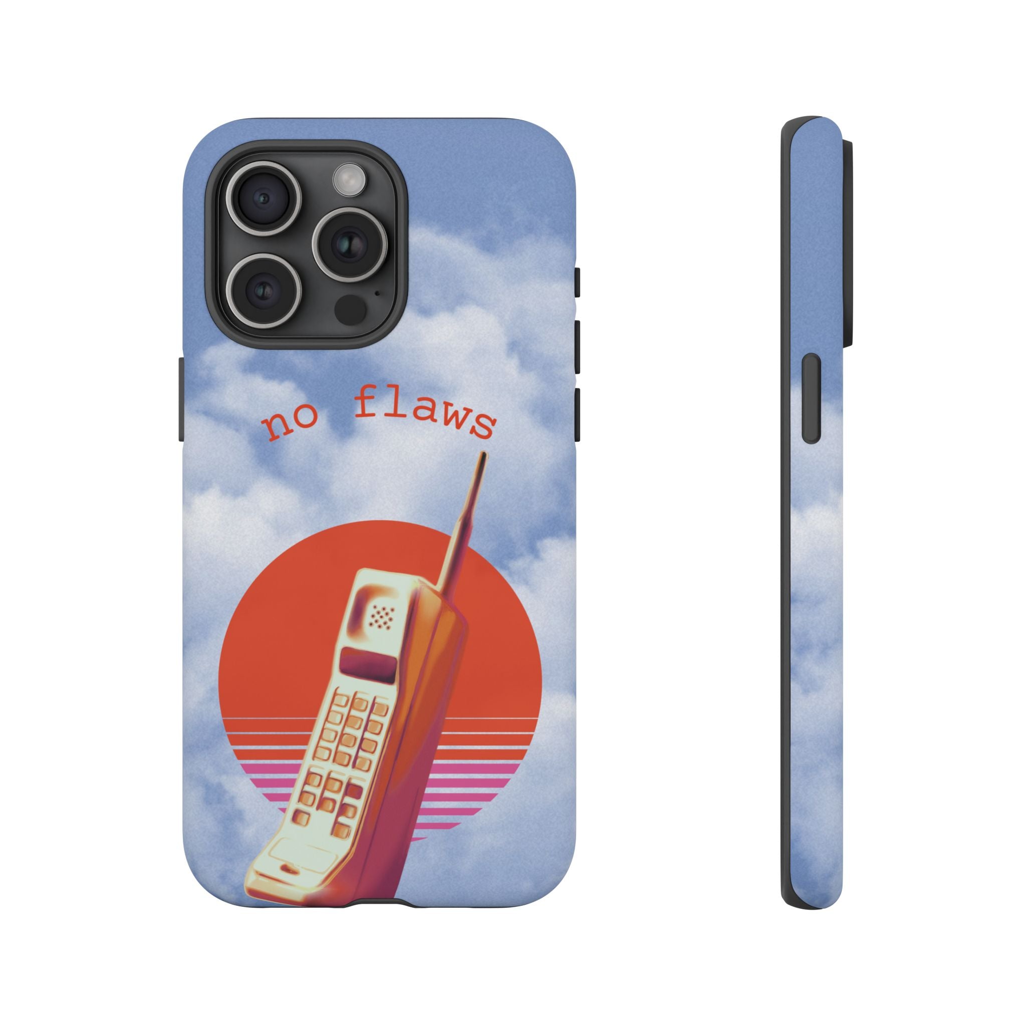 Retro “No Flaws” Phone Tough Case — Vintage 90s Aesthetic Protective Phone Case