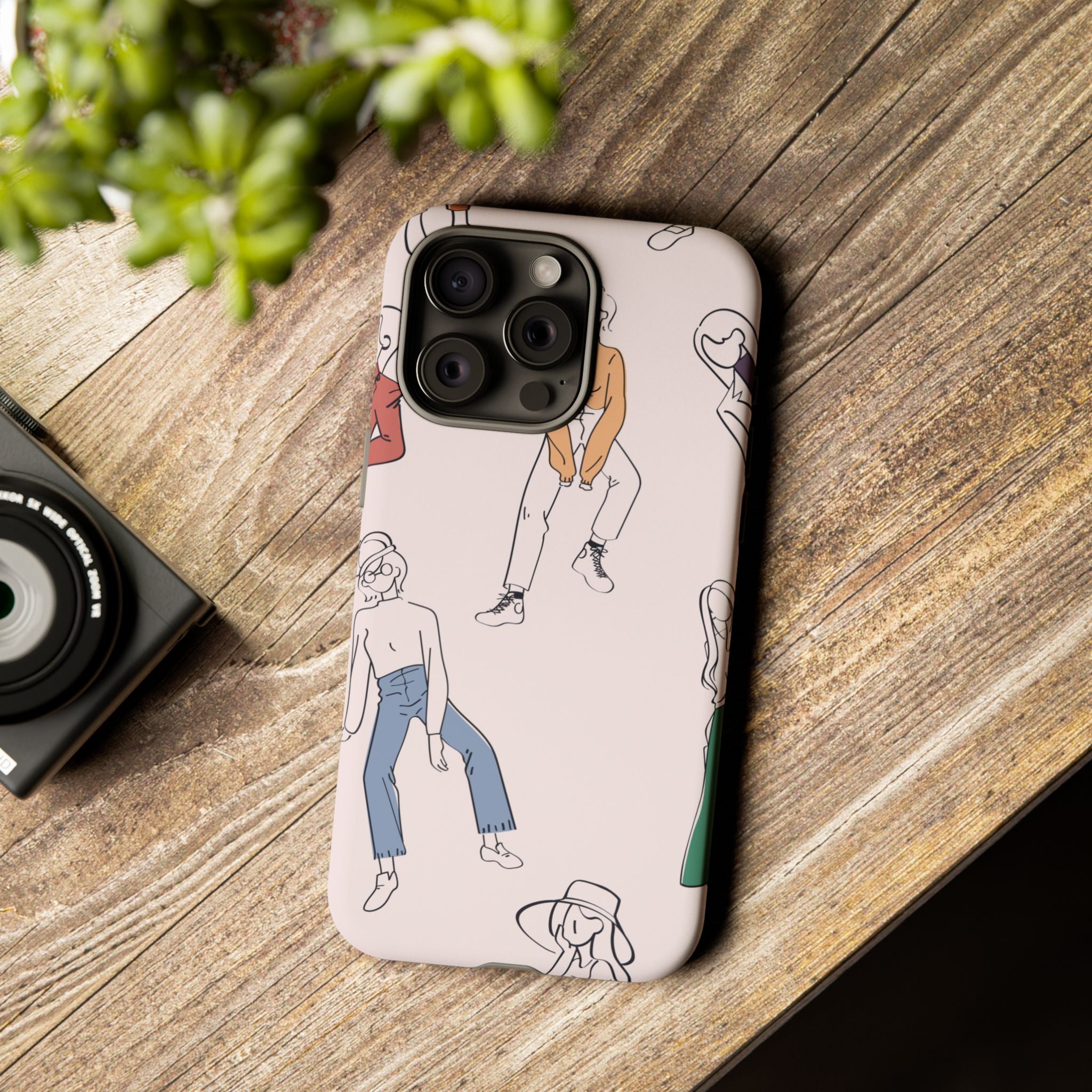 Dancing Women Pattern Phone Case — Chic Pastel Protective Phone Cover