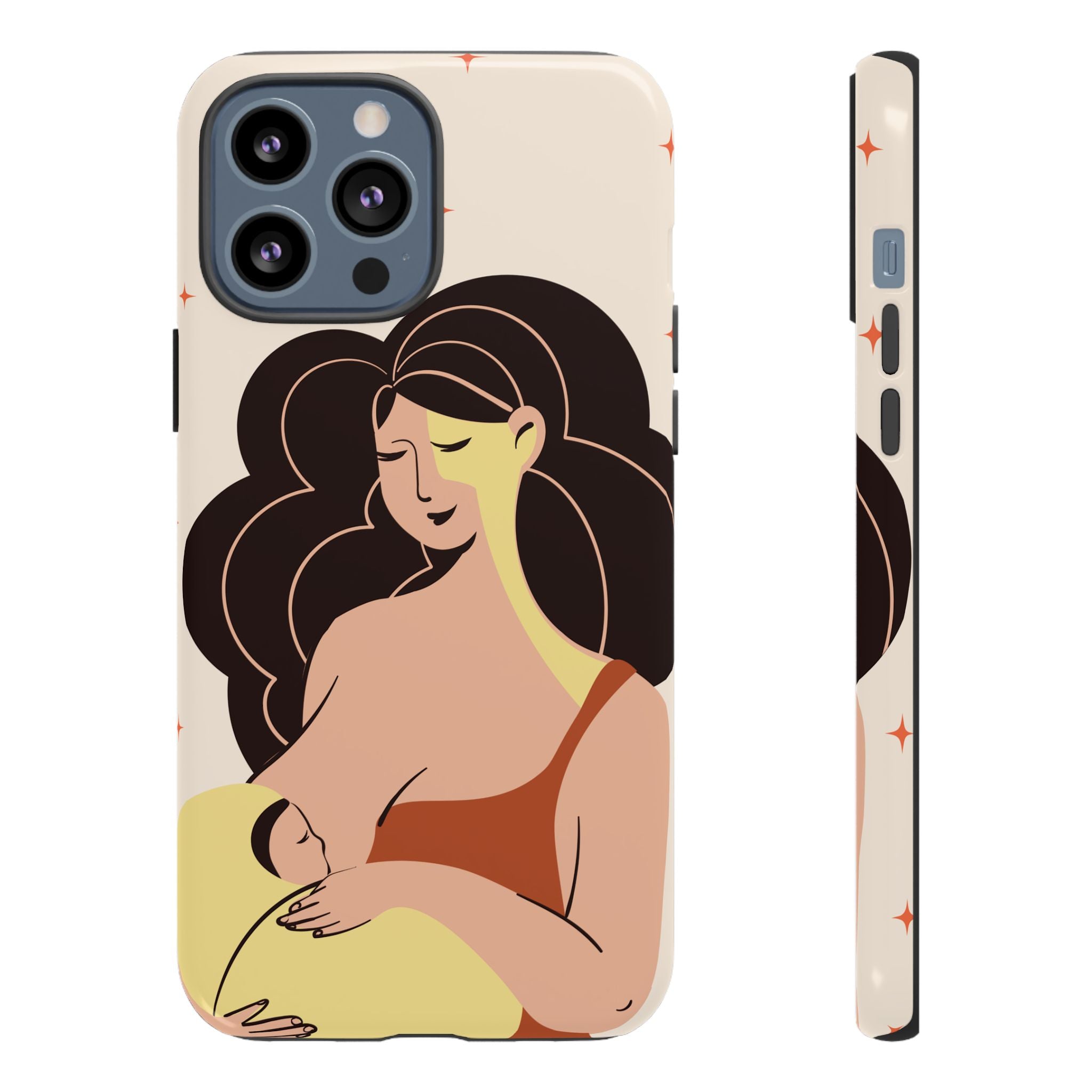 Mother Nursing Baby Illustration, Soft Pastel Mom & Child Protective Cover