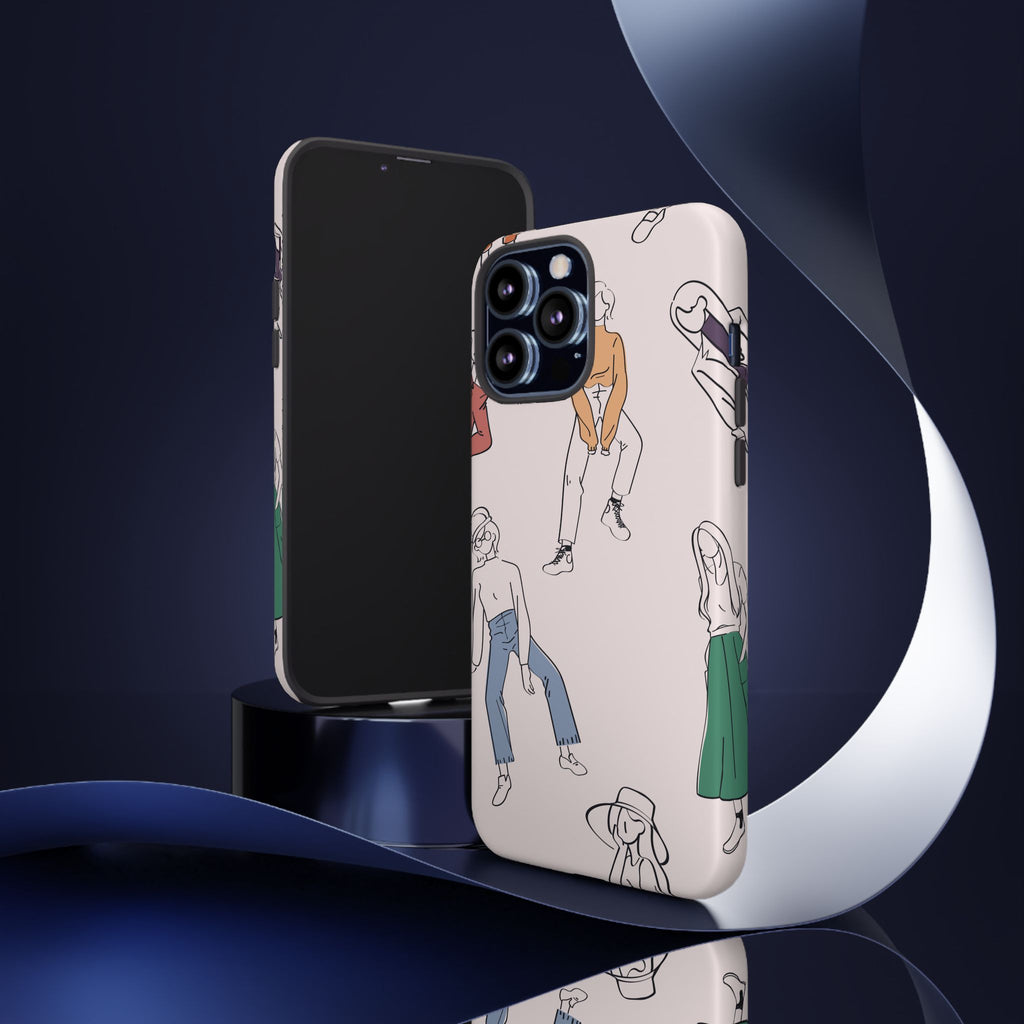 Dancing Women Pattern Phone Case — Chic Pastel Protective Phone Cover