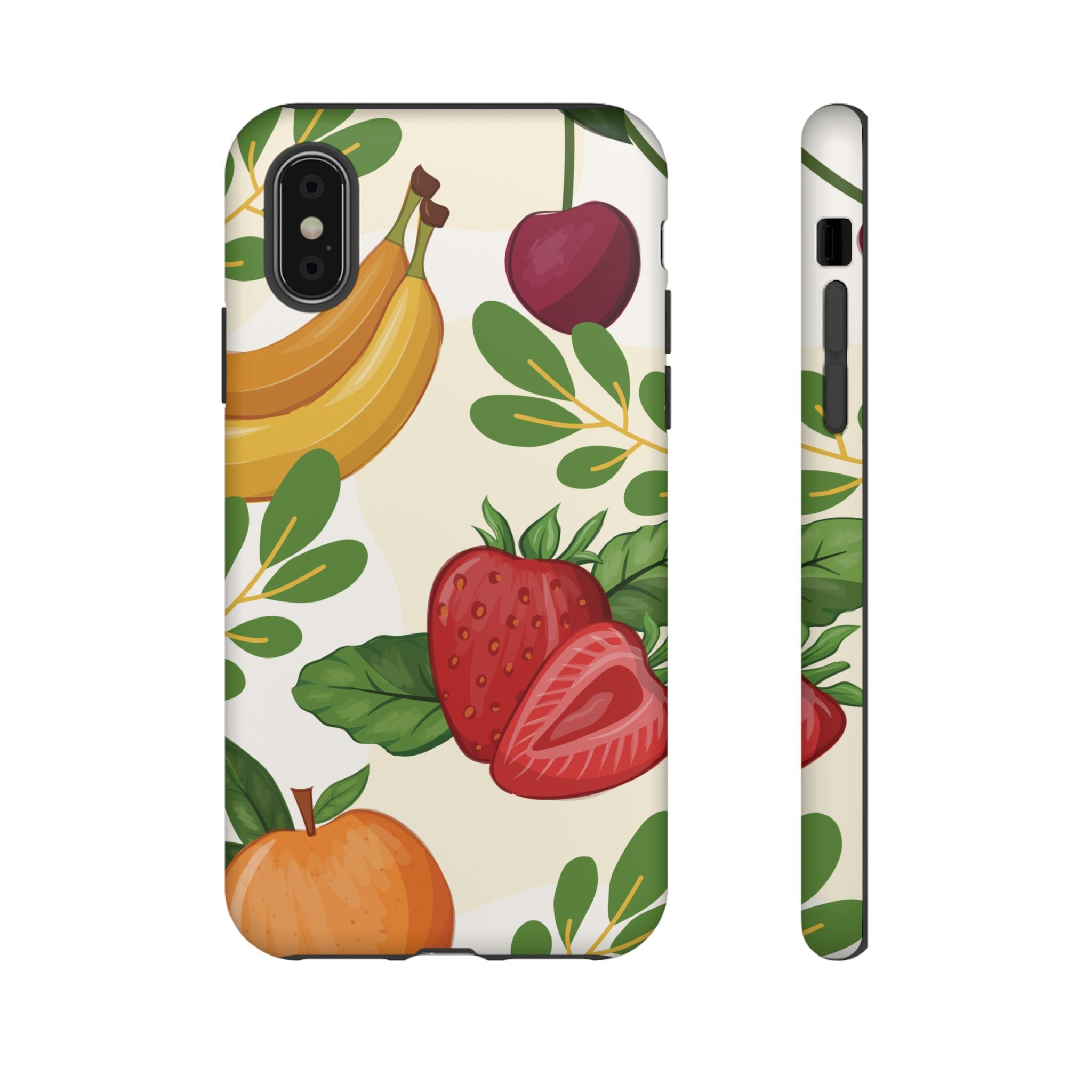 Fruit Pattern Tough Case — Floral Strawberry & Banana Phone Cover