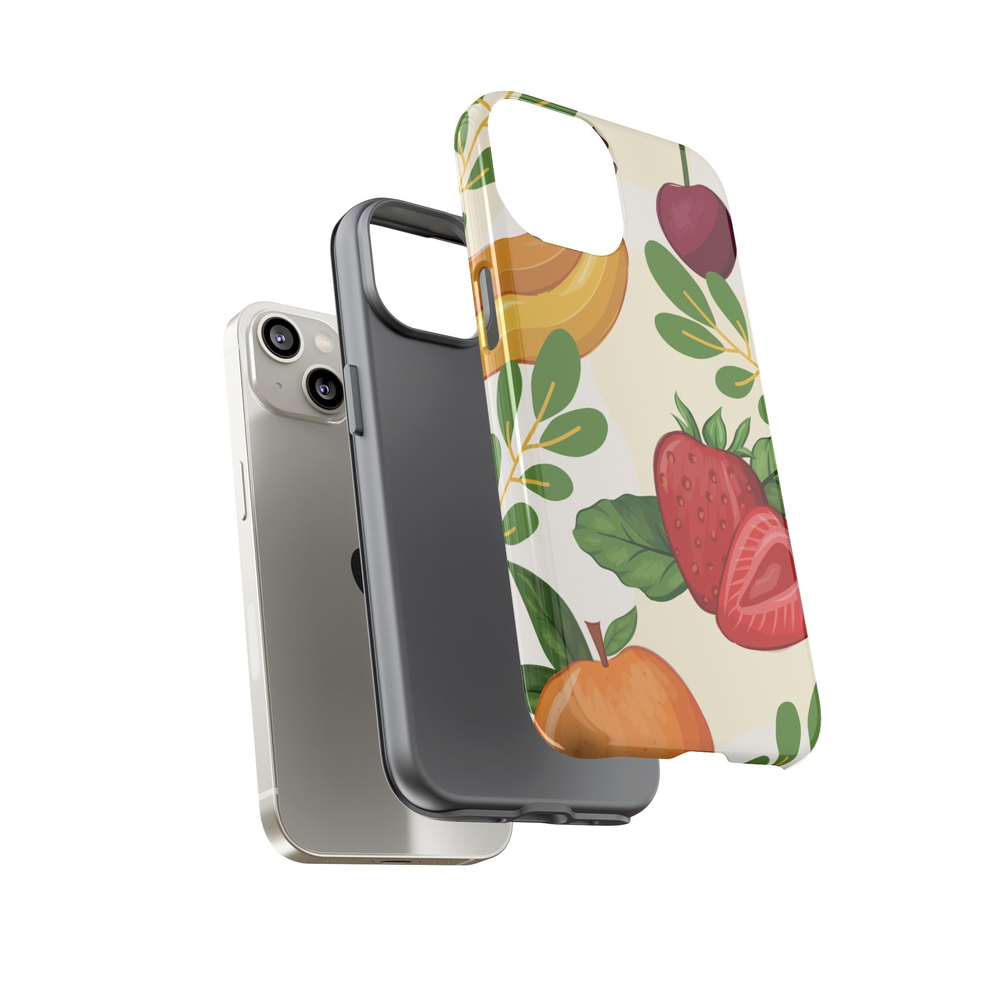 Fruit Pattern Tough Case — Floral Strawberry & Banana Phone Cover
