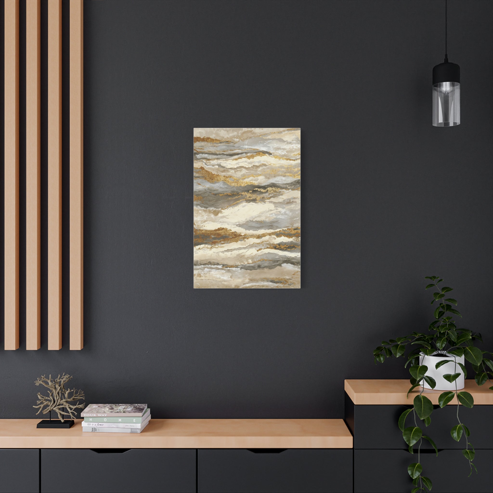 Abstract Gold Marble Canvas Print — Neutral Earth-Tone Wall Art