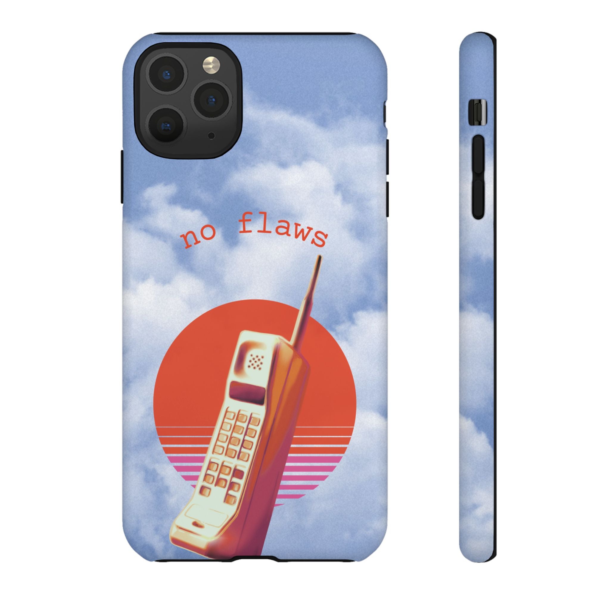 Retro “No Flaws” Phone Tough Case — Vintage 90s Aesthetic Protective Phone Case