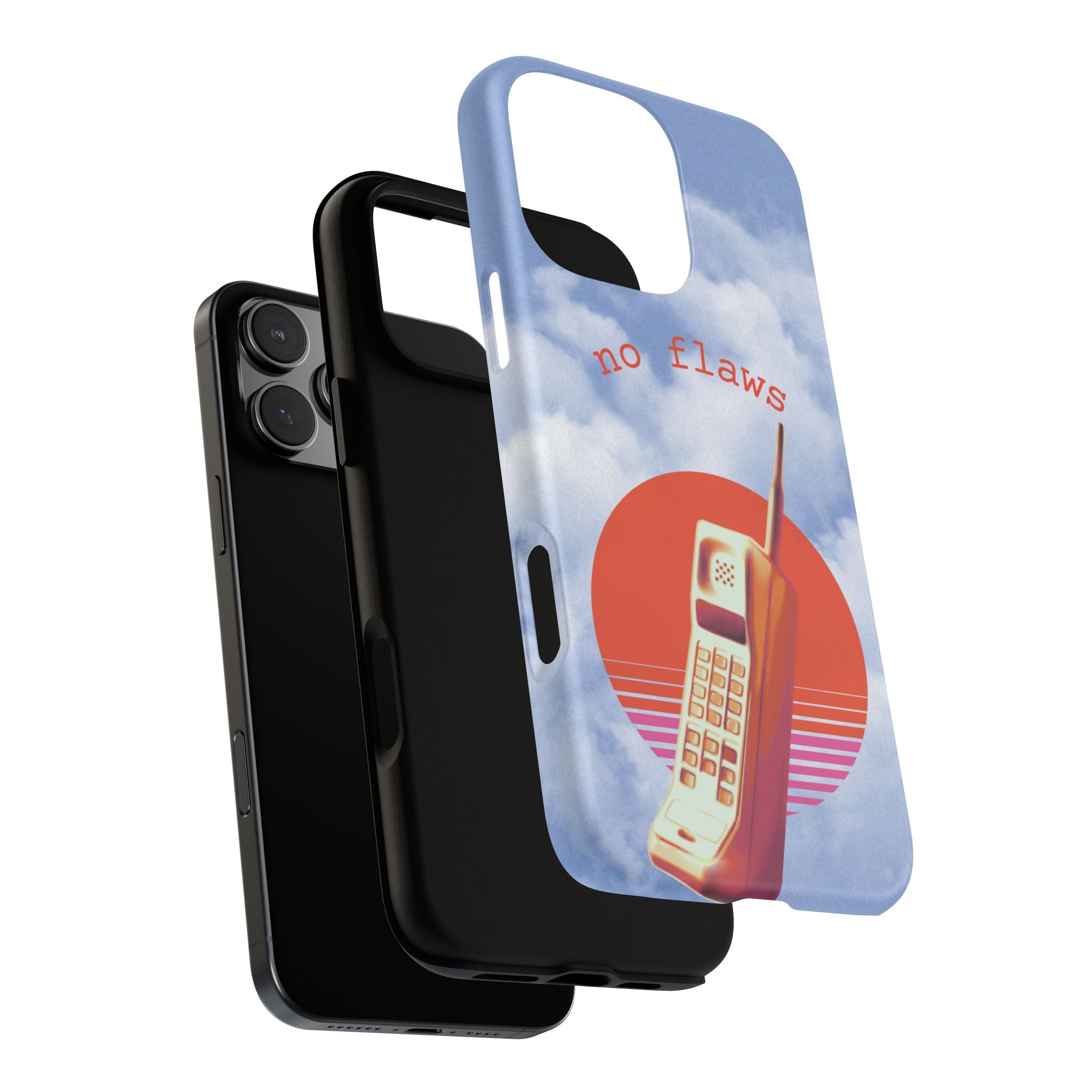 Retro “No Flaws” Phone Tough Case — Vintage 90s Aesthetic Protective Phone Case