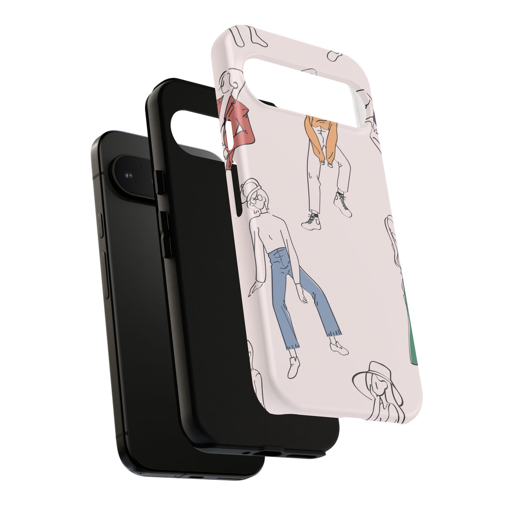 Dancing Women Pattern Phone Case — Chic Pastel Protective Phone Cover