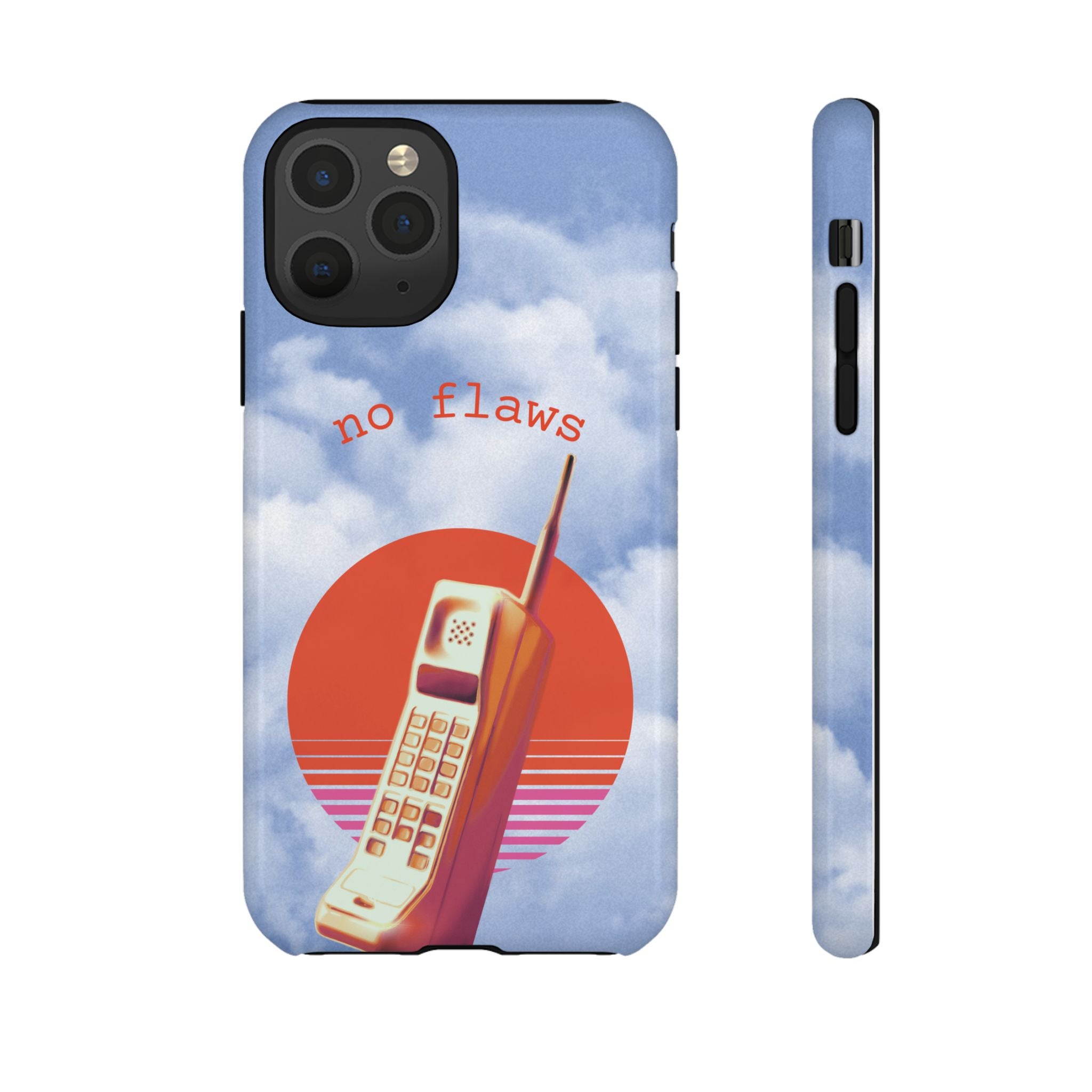 Retro “No Flaws” Phone Tough Case — Vintage 90s Aesthetic Protective Phone Case
