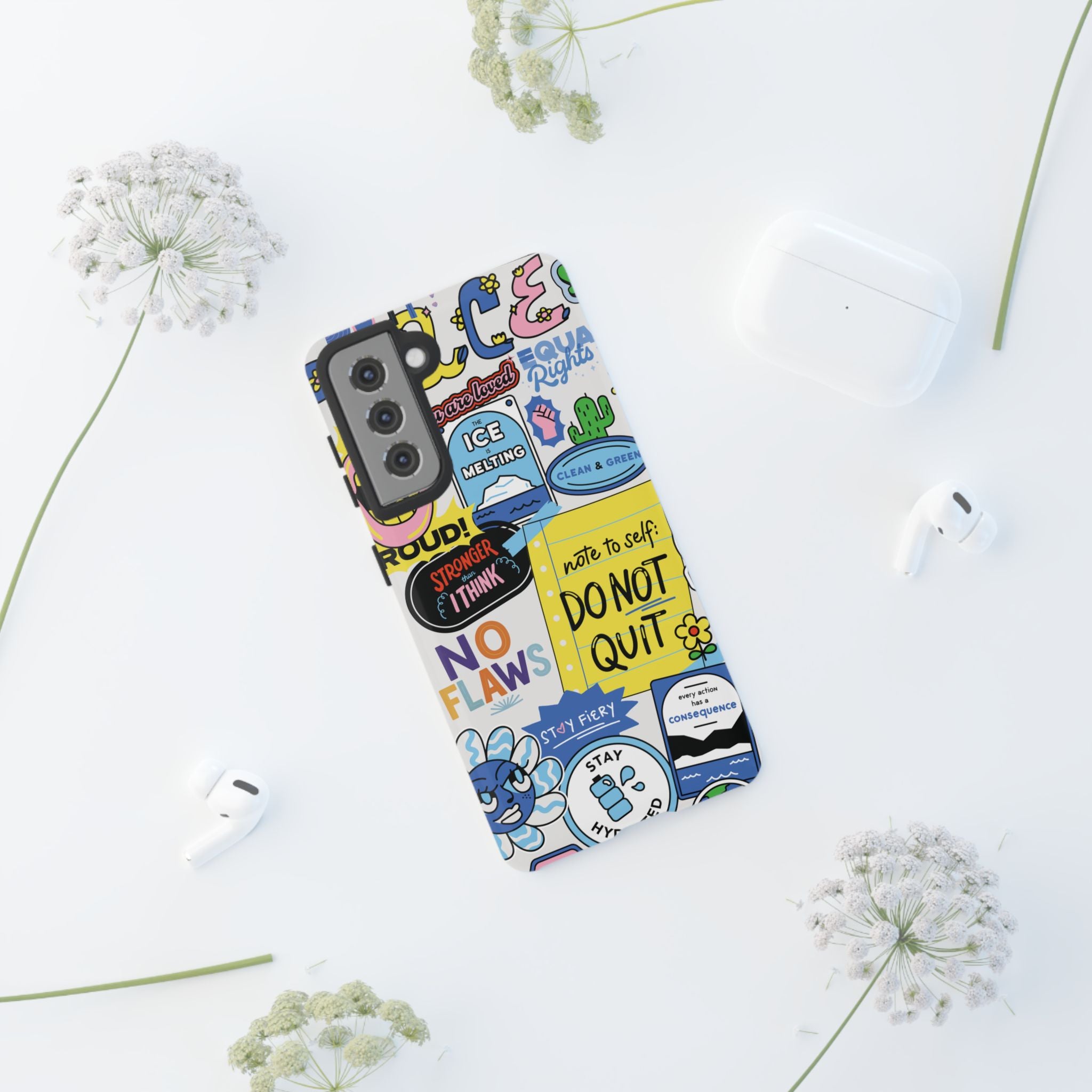 Sticker Collage Phone Case — Motivational "Do Not Quit" Protective Cover