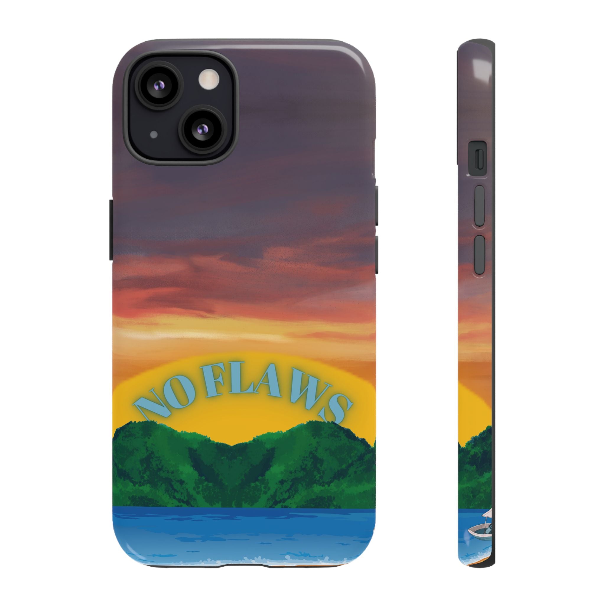 Sunset 'No Flaws' Tough Phone Case — Tropical Beach Protective Cover
