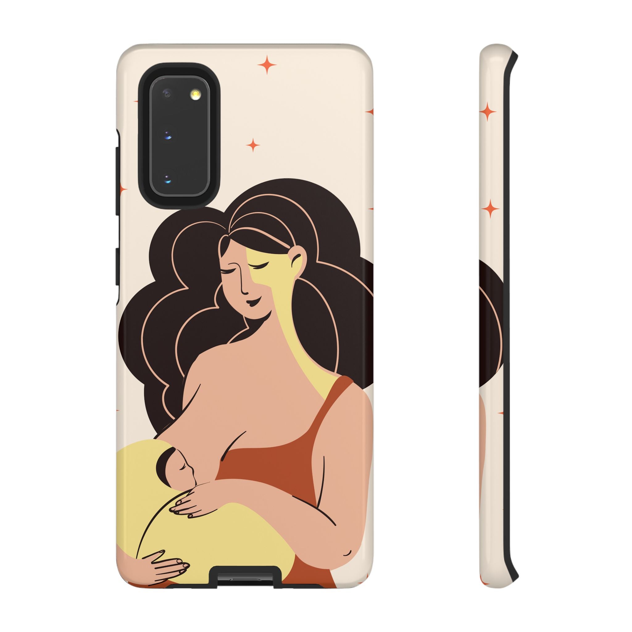 Mother Nursing Baby Illustration, Soft Pastel Mom & Child Protective Cover