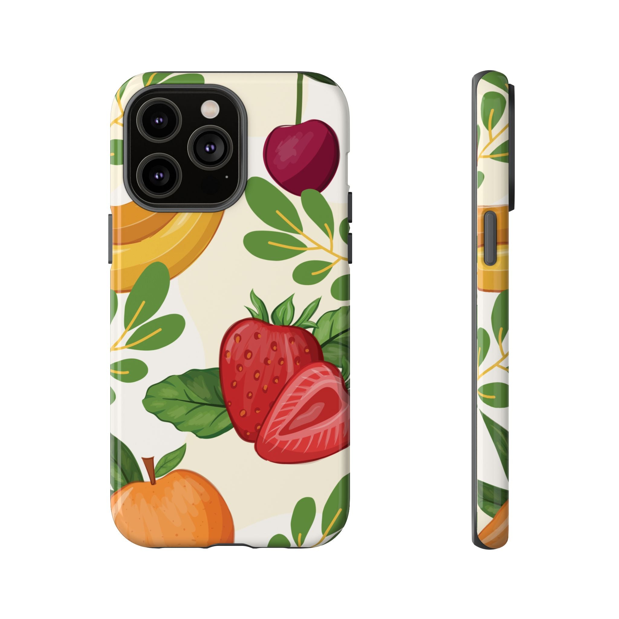 Fruit Pattern Tough Case — Floral Strawberry & Banana Phone Cover