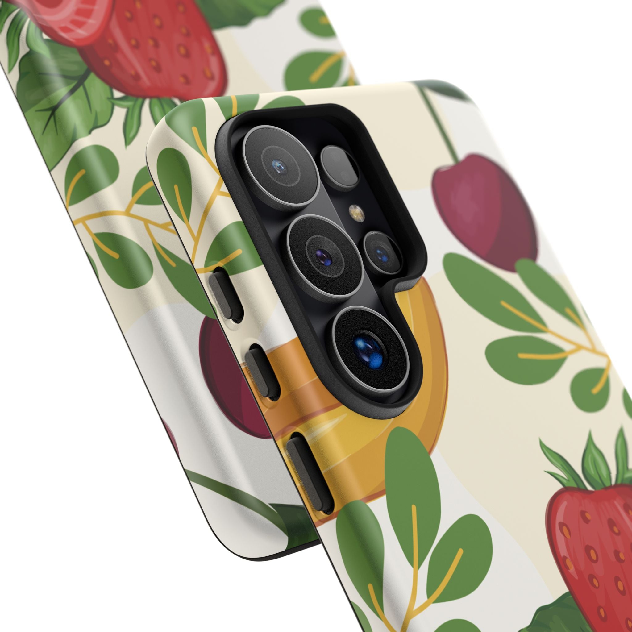 Fruit Pattern Tough Case — Floral Strawberry & Banana Phone Cover