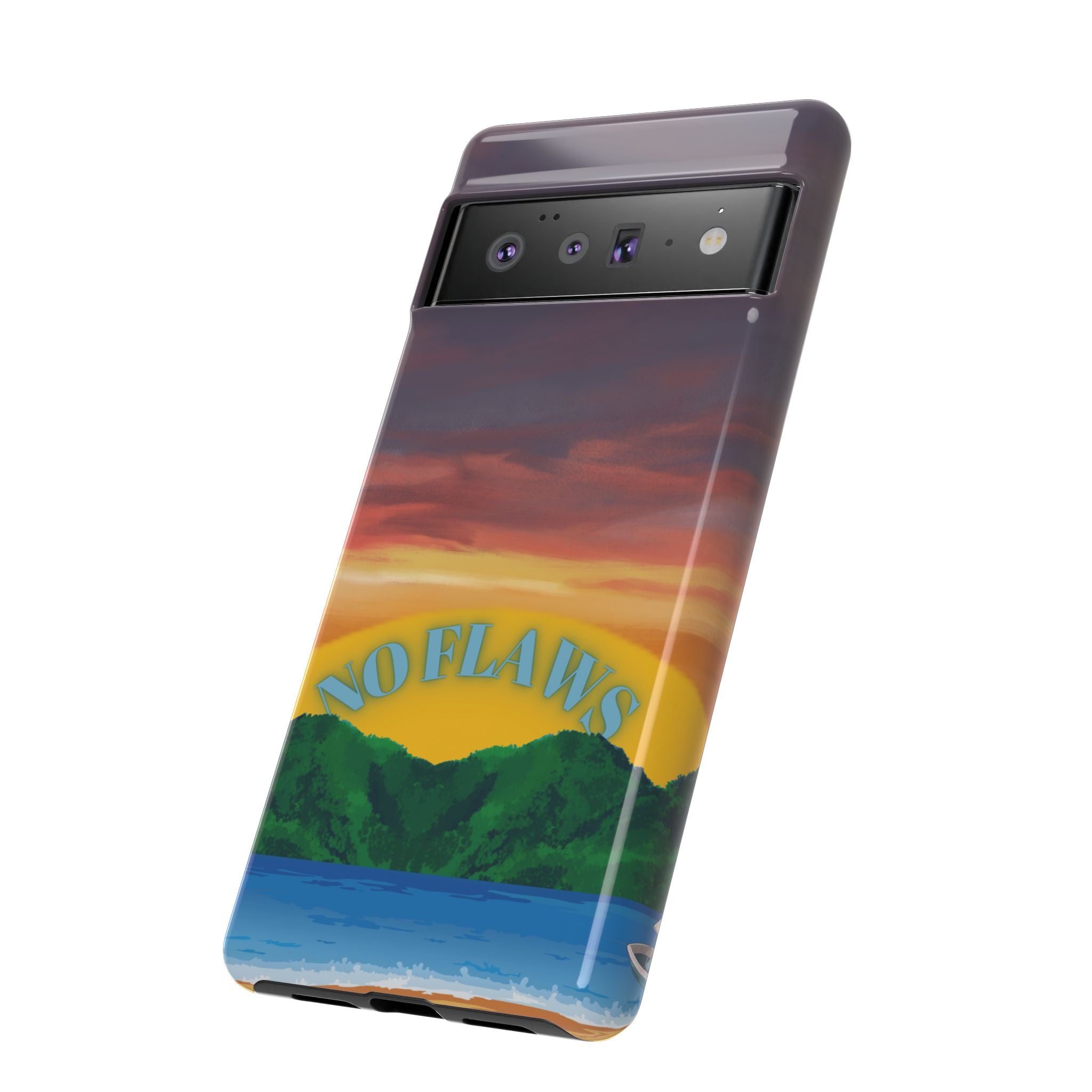 Sunset 'No Flaws' Tough Phone Case — Tropical Beach Protective Cover