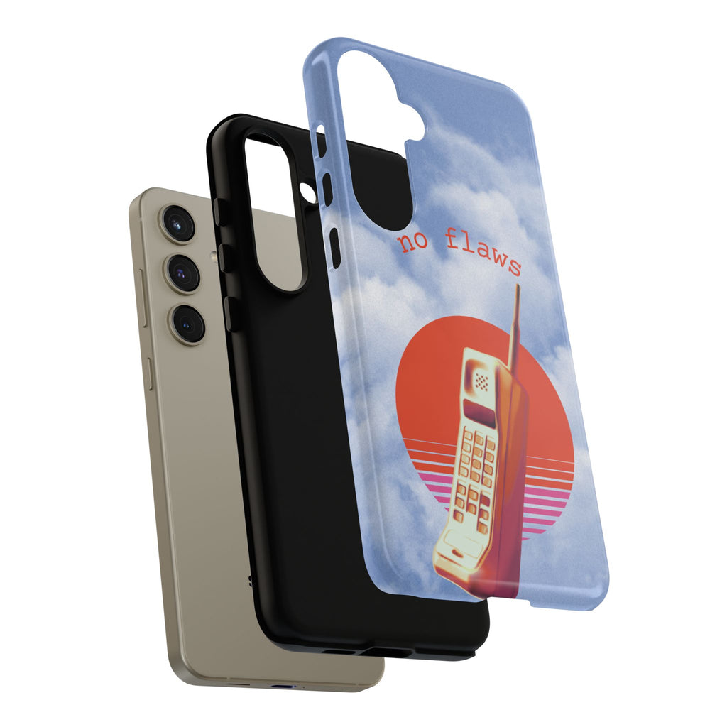 Retro “No Flaws” Phone Tough Case — Vintage 90s Aesthetic Protective Phone Case
