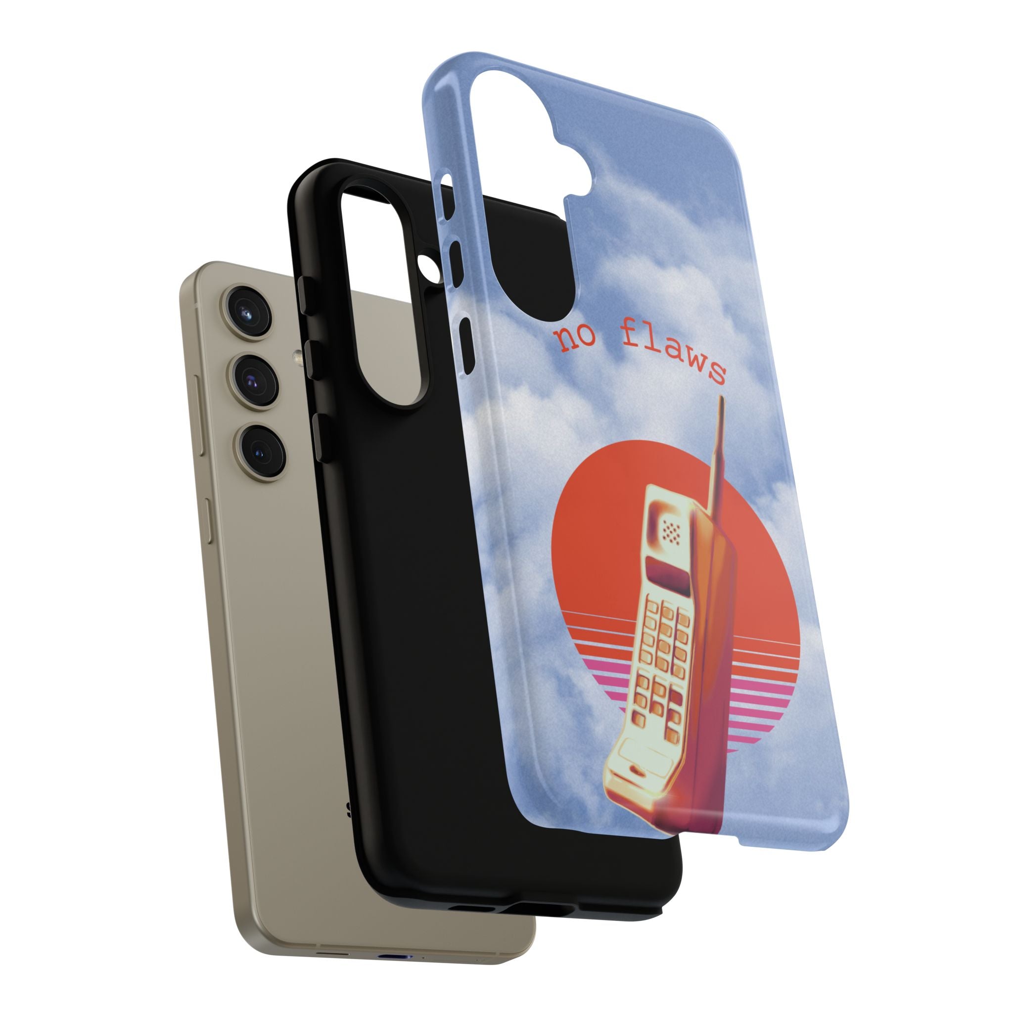 Retro “No Flaws” Phone Tough Case — Vintage 90s Aesthetic Protective Phone Case