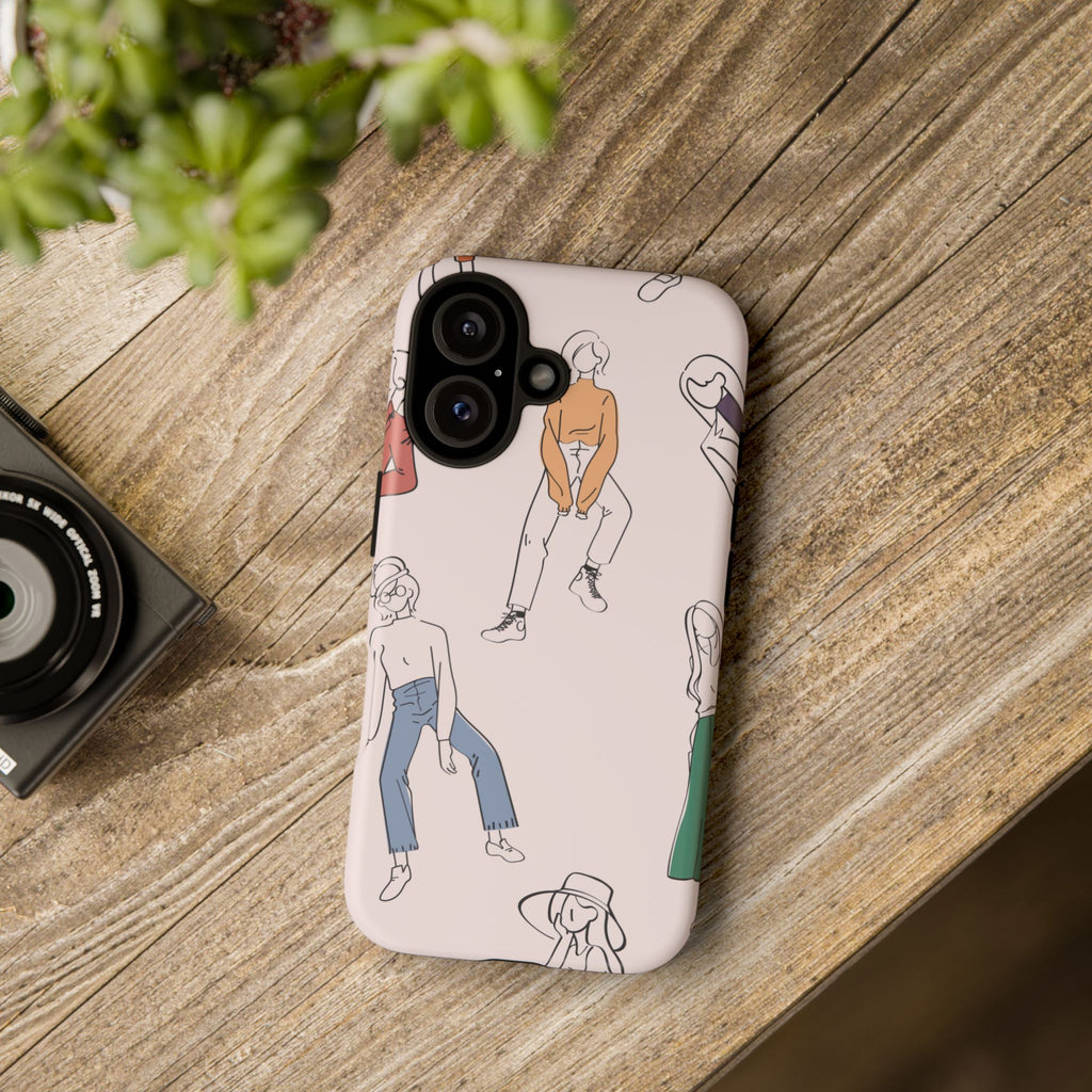 Dancing Women Pattern Phone Case — Chic Pastel Protective Phone Cover