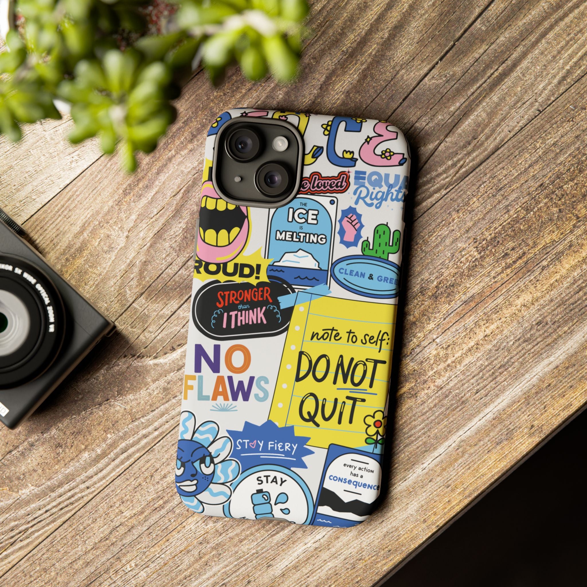 Sticker Collage Phone Case — Motivational "Do Not Quit" Protective Cover