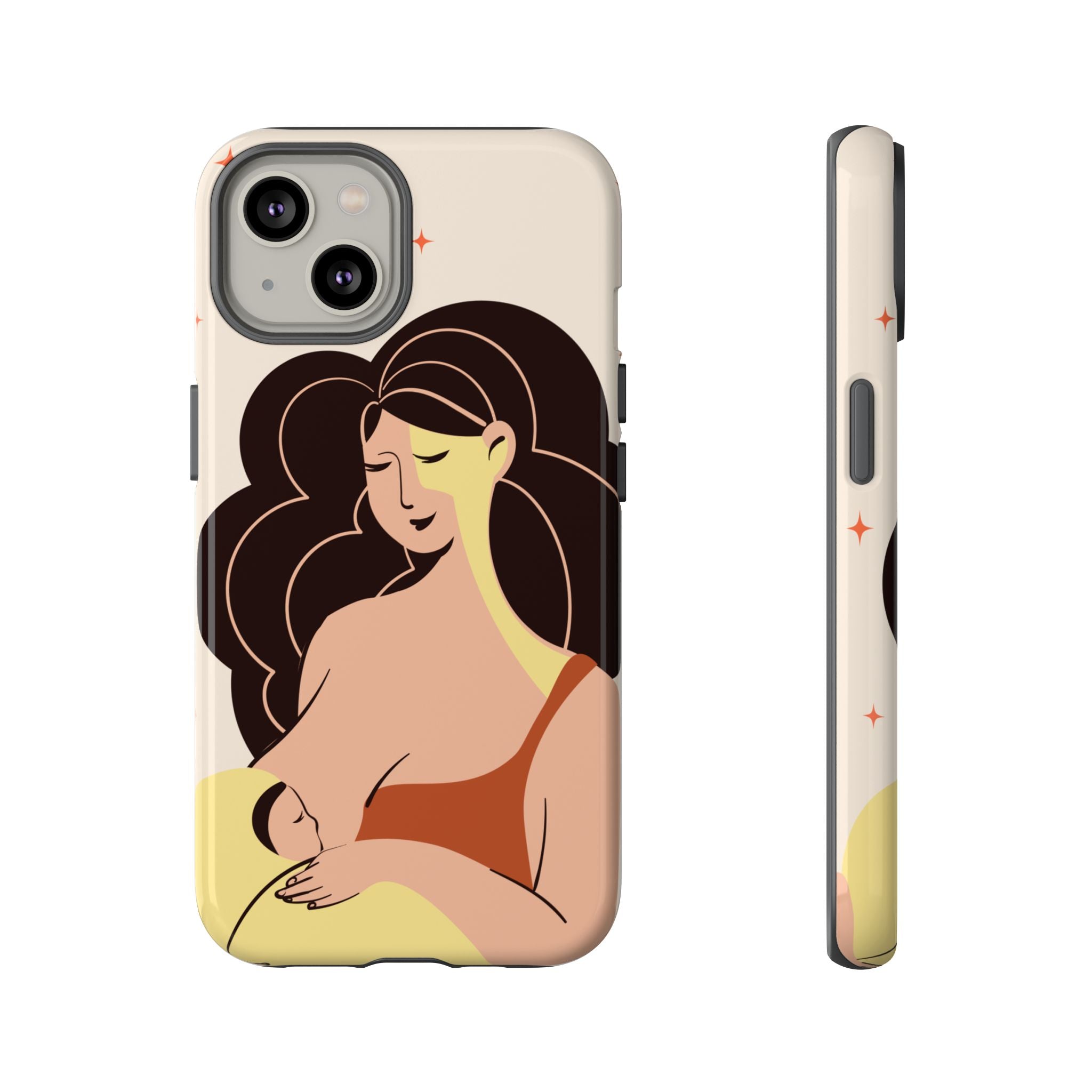 Mother Nursing Baby Illustration, Soft Pastel Mom & Child Protective Cover