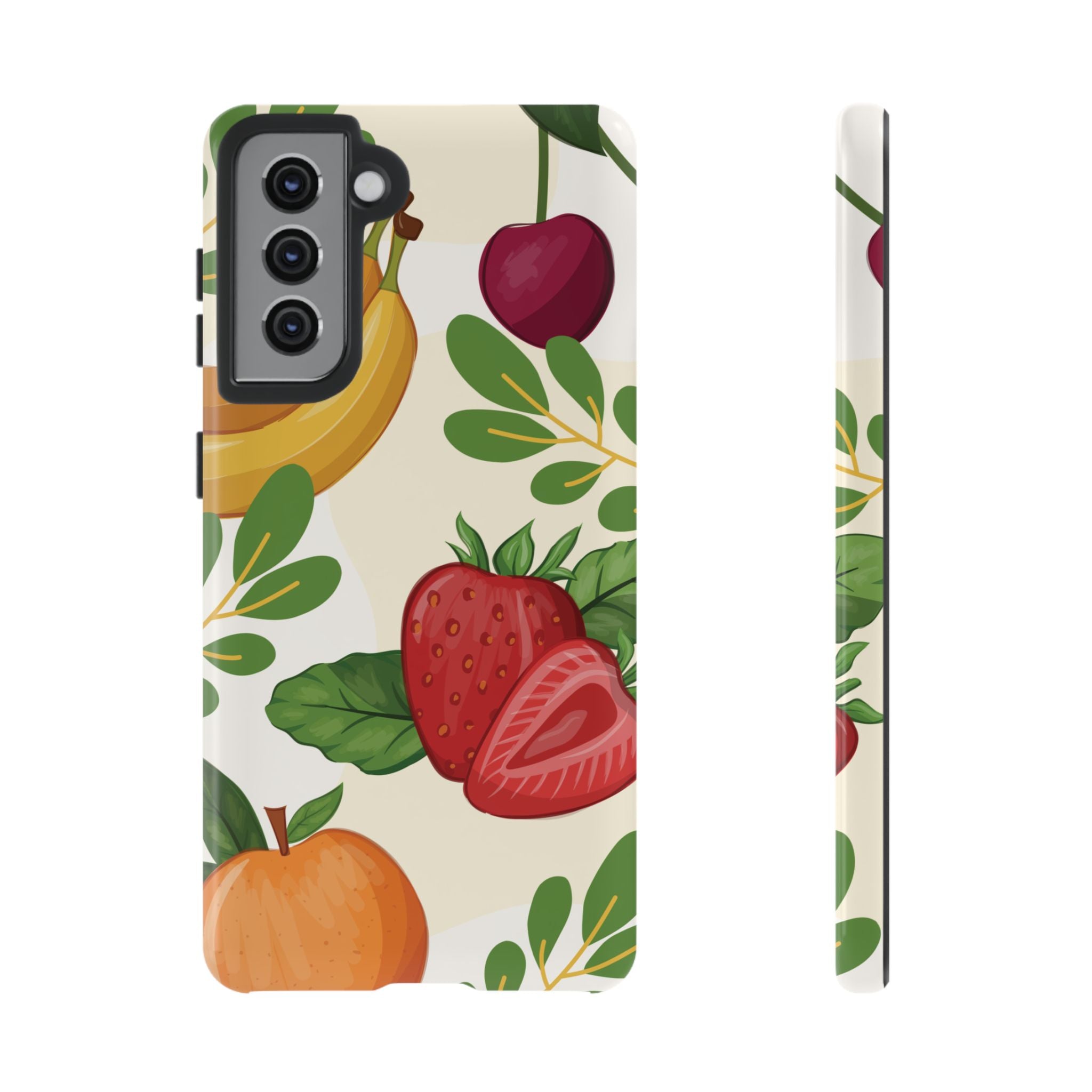 Fruit Pattern Tough Case — Floral Strawberry & Banana Phone Cover