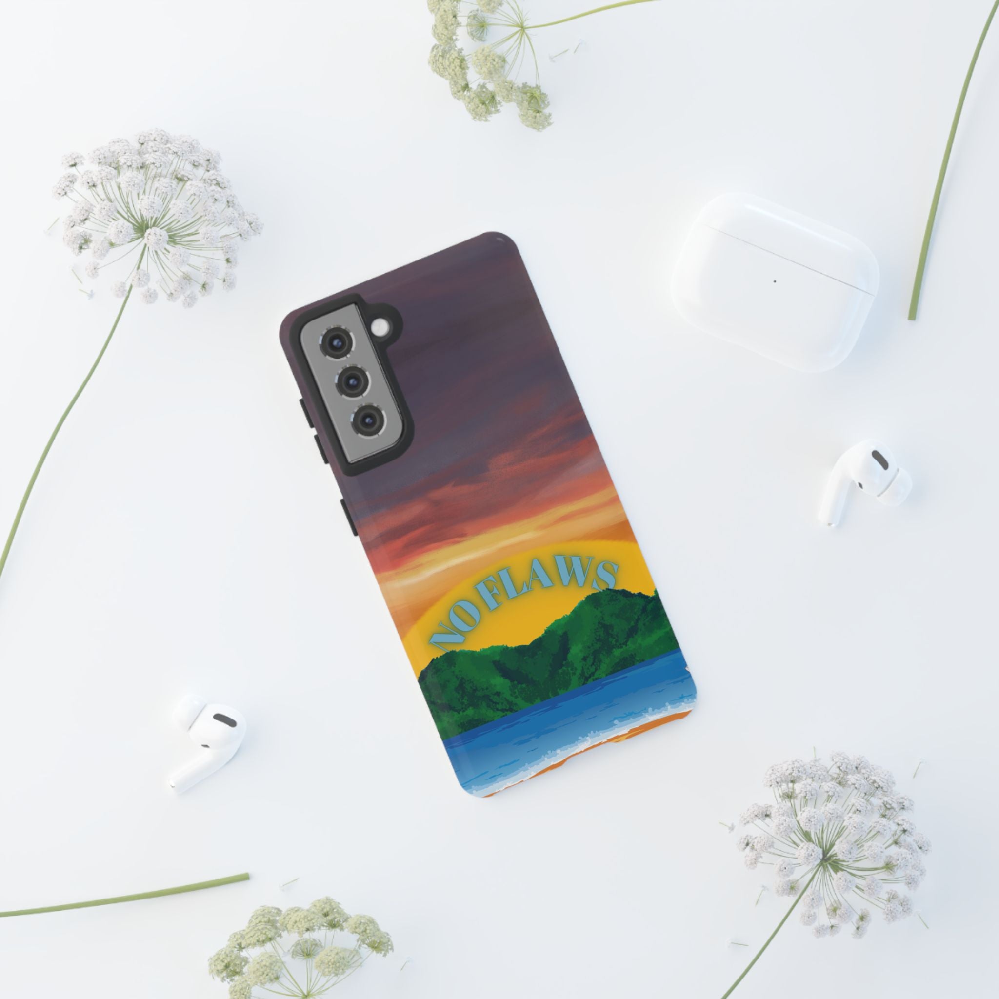 Sunset 'No Flaws' Tough Phone Case — Tropical Beach Protective Cover