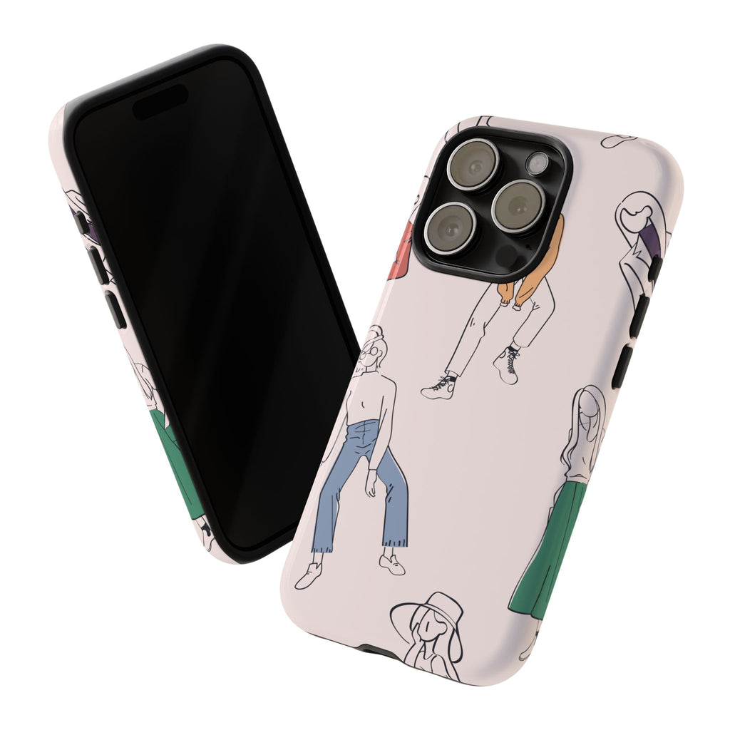 Dancing Women Pattern Phone Case — Chic Pastel Protective Phone Cover