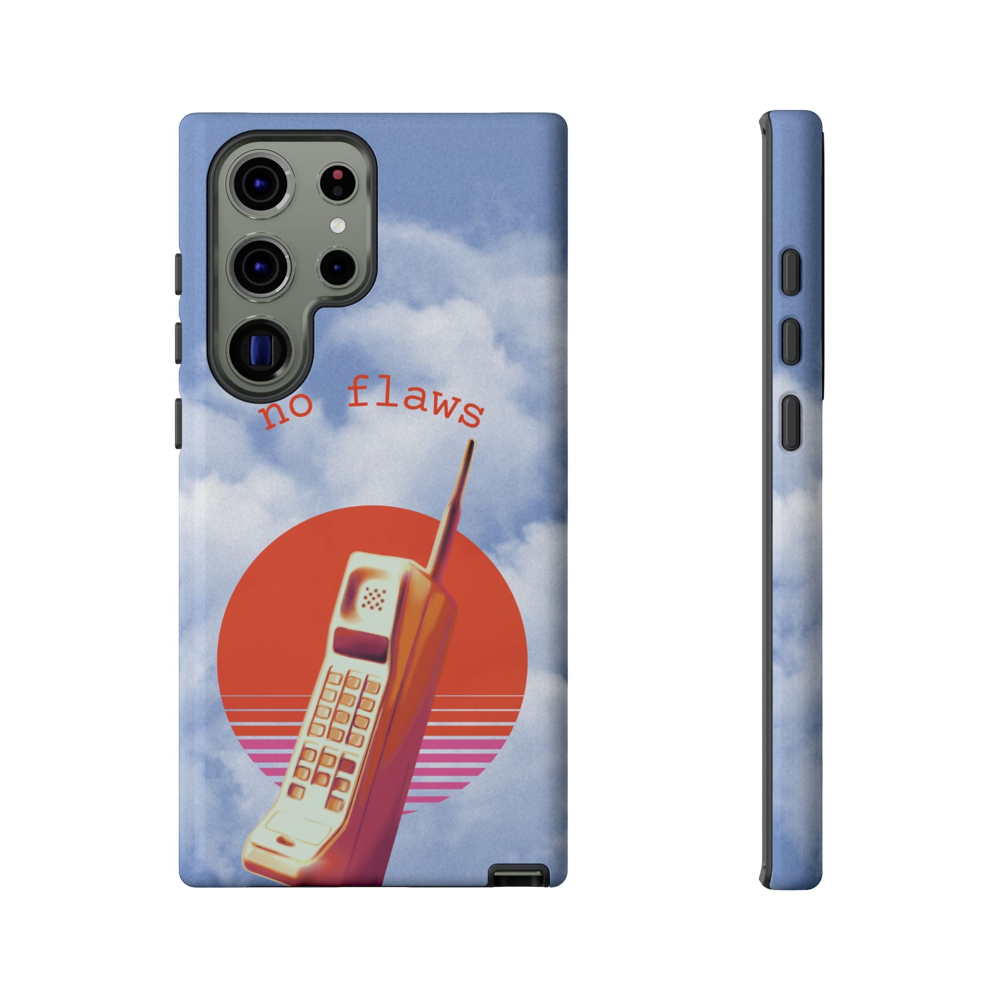 Retro “No Flaws” Phone Tough Case — Vintage 90s Aesthetic Protective Phone Case