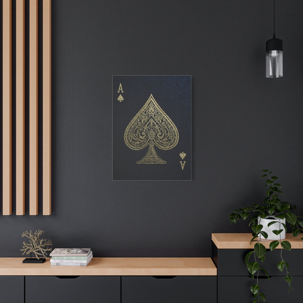 Ace of Spades Gold Foil Canvas Art – Playing Card Wall Decor
