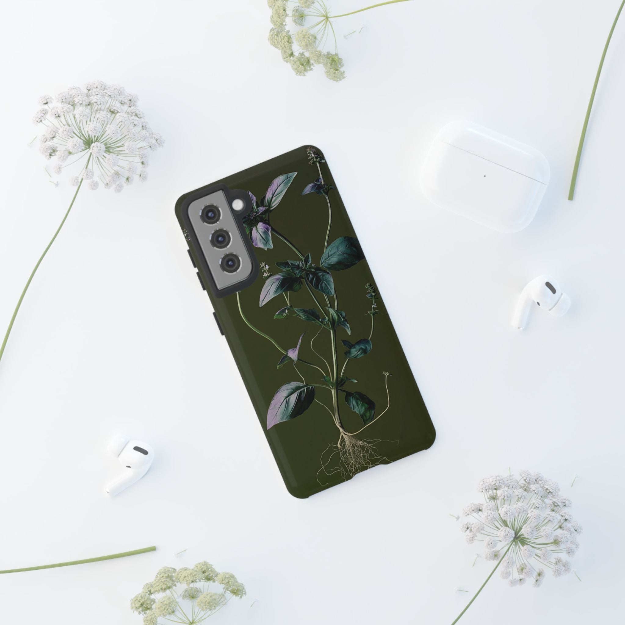 Green Botanical Phone Case, Floral Phone Cover, Nature Lover Gift
