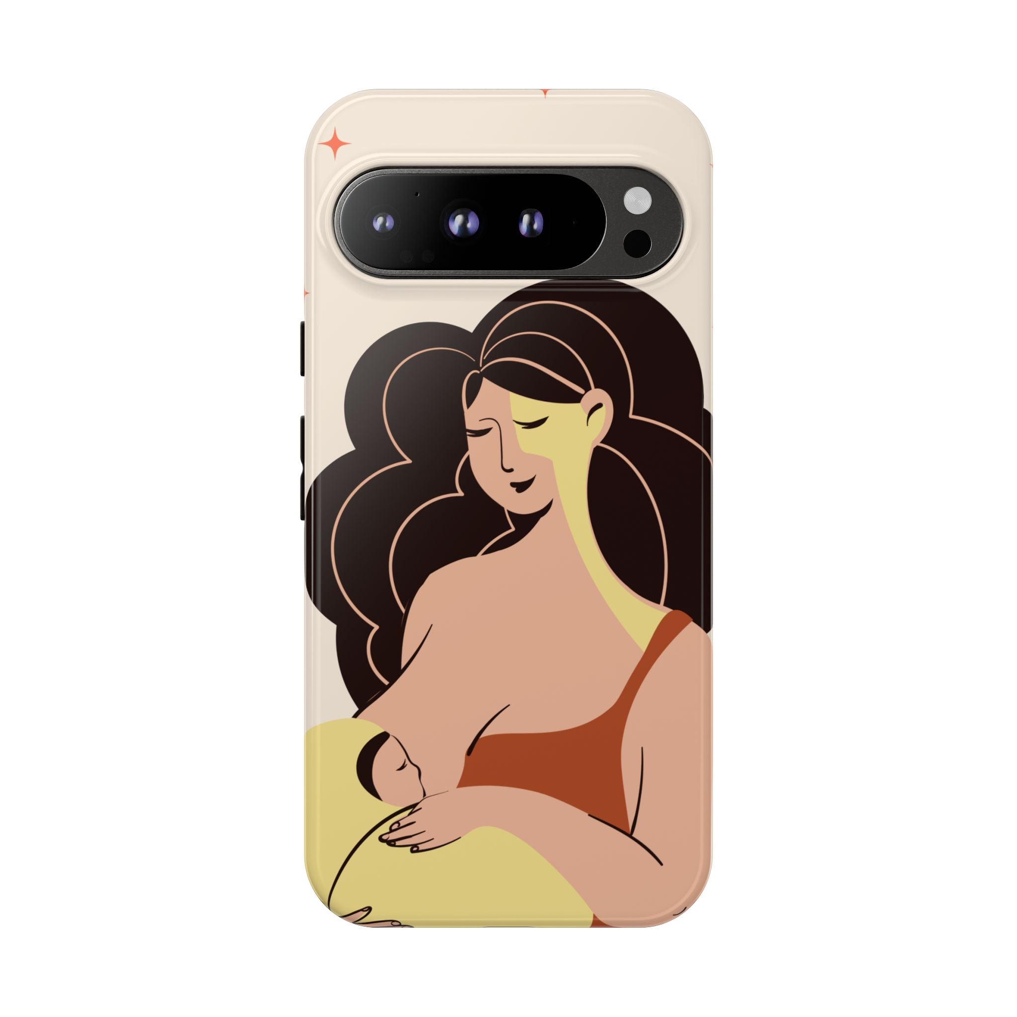 Mother Nursing Baby Illustration, Soft Pastel Mom & Child Protective Cover