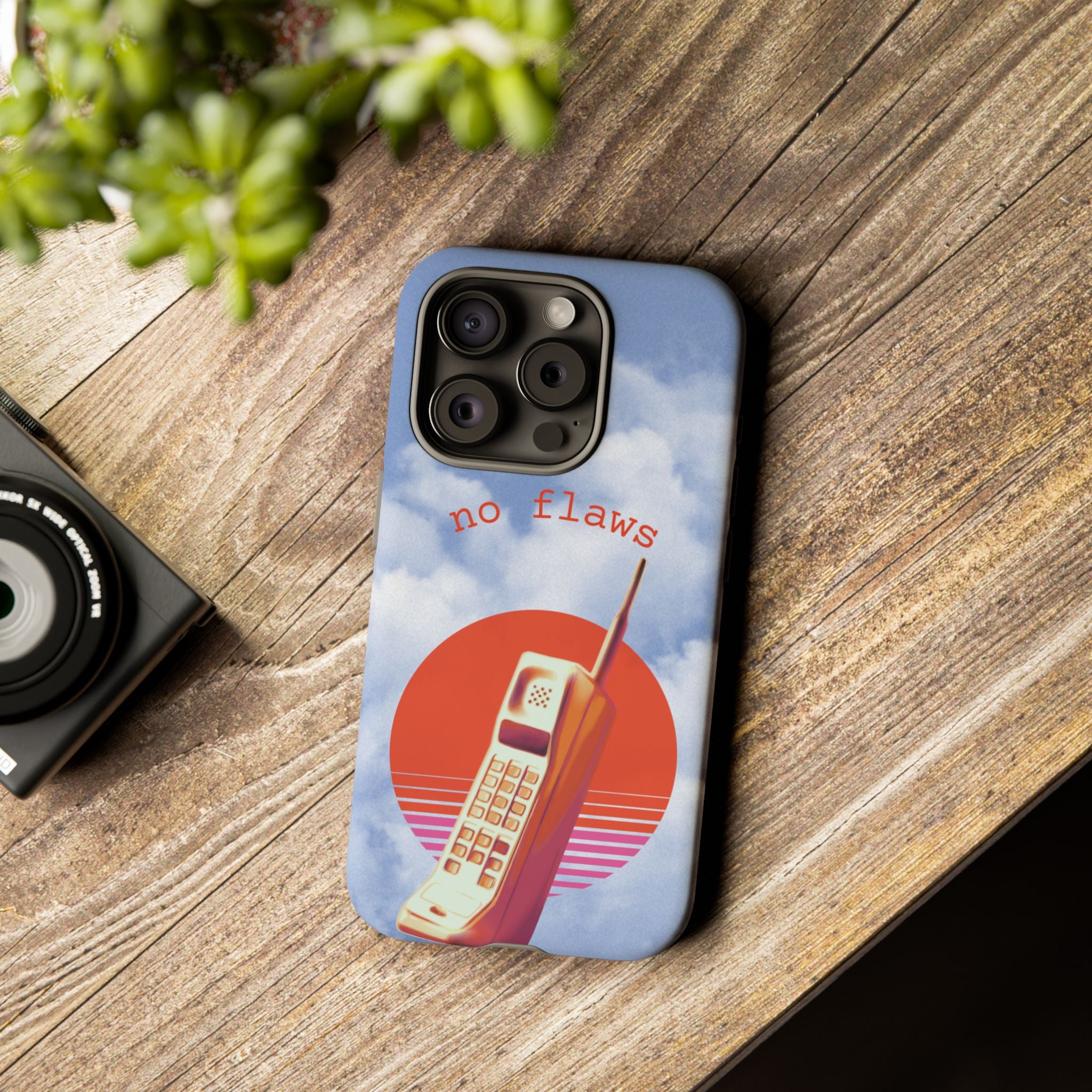 Retro “No Flaws” Phone Tough Case — Vintage 90s Aesthetic Protective Phone Case