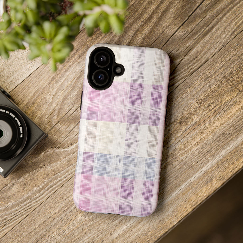 Pink Plaid Phone Case, Trendy Accessories, Birthday, Everyday Use, Tough Cases