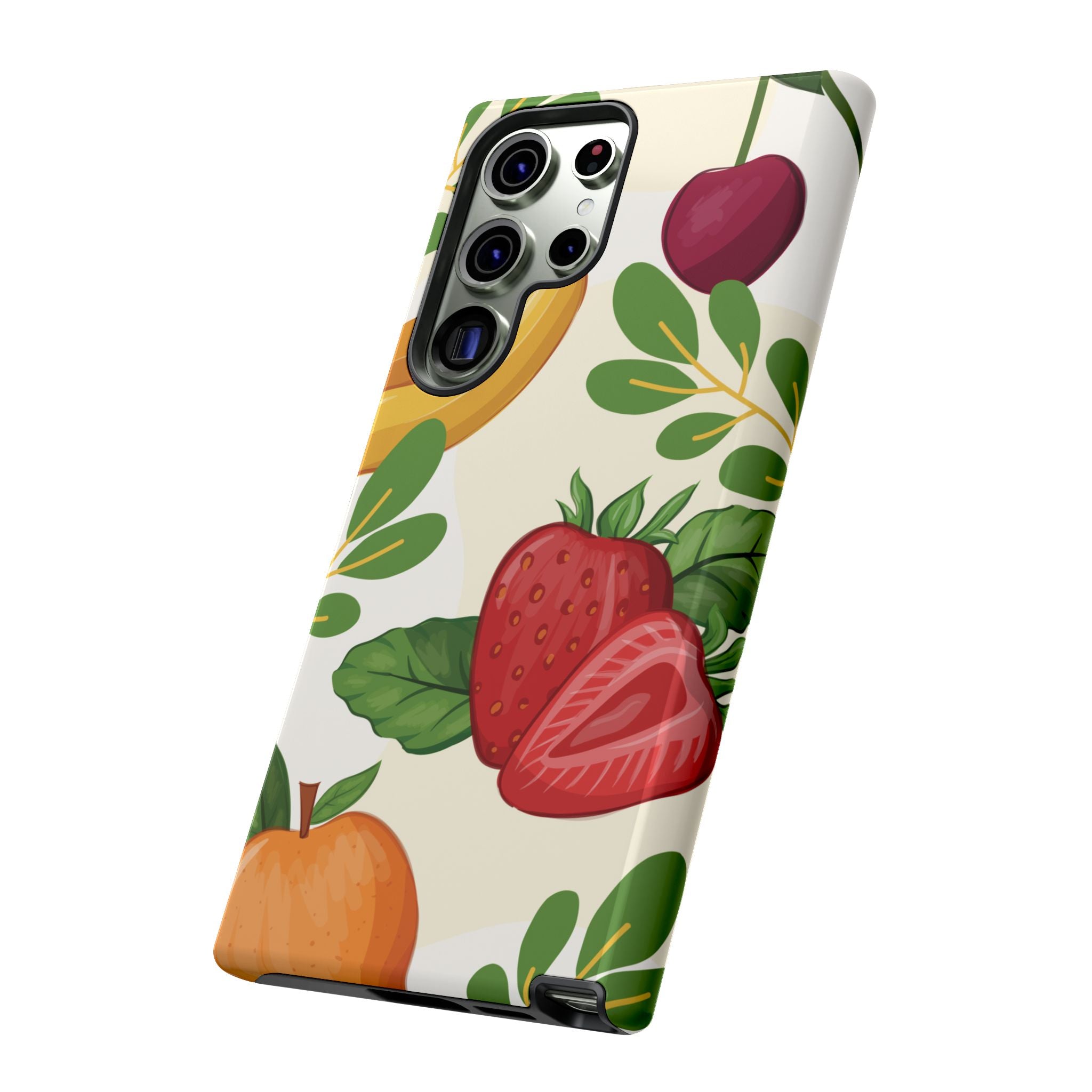 Fruit Pattern Tough Case — Floral Strawberry & Banana Phone Cover