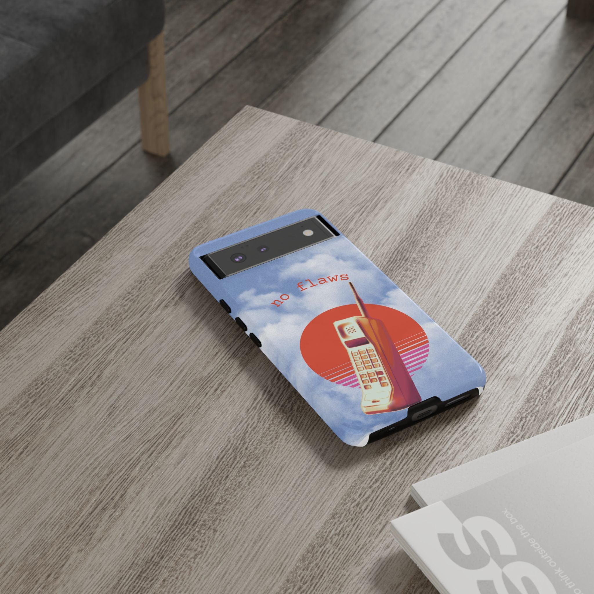 Retro “No Flaws” Phone Tough Case — Vintage 90s Aesthetic Protective Phone Case