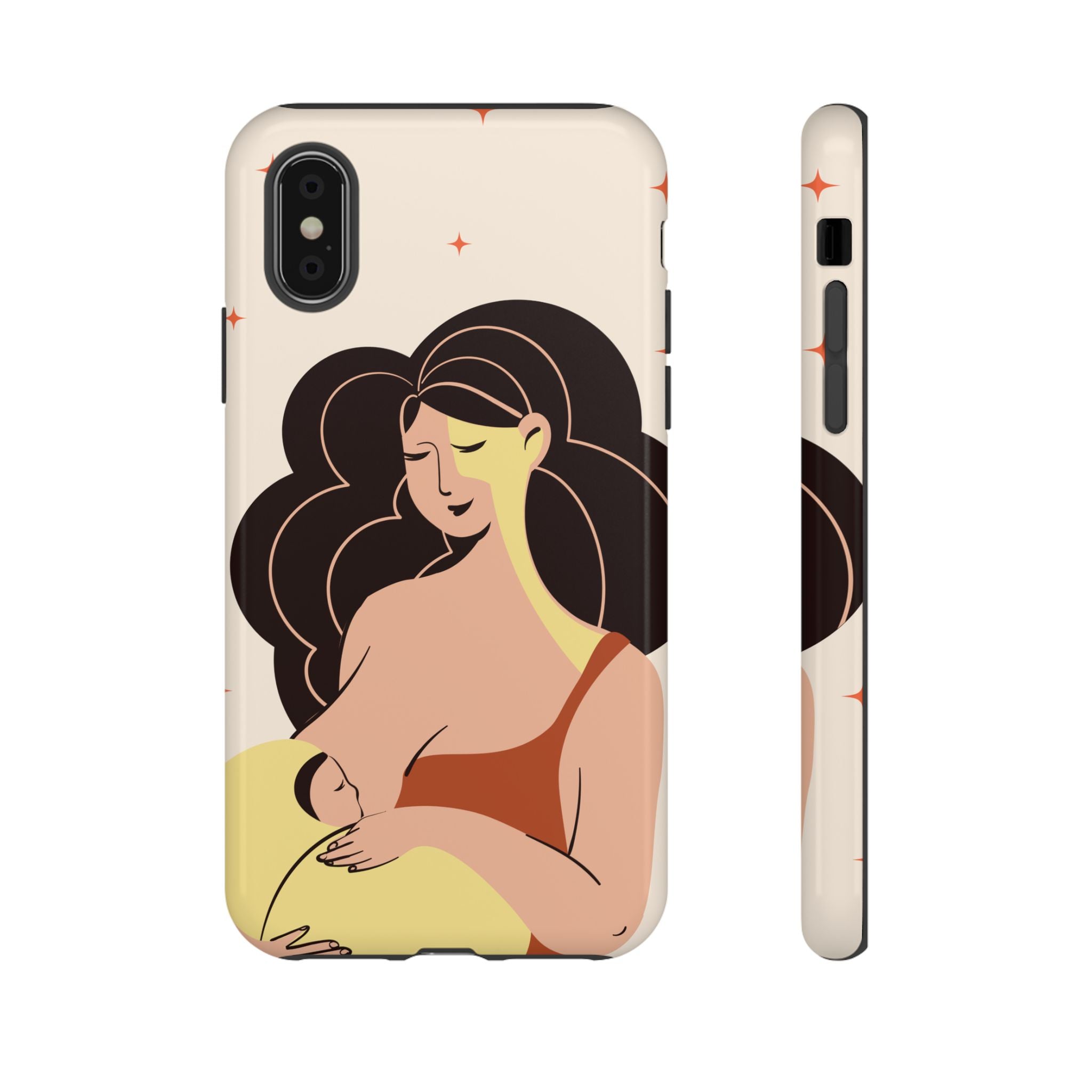 Mother Nursing Baby Illustration, Soft Pastel Mom & Child Protective Cover