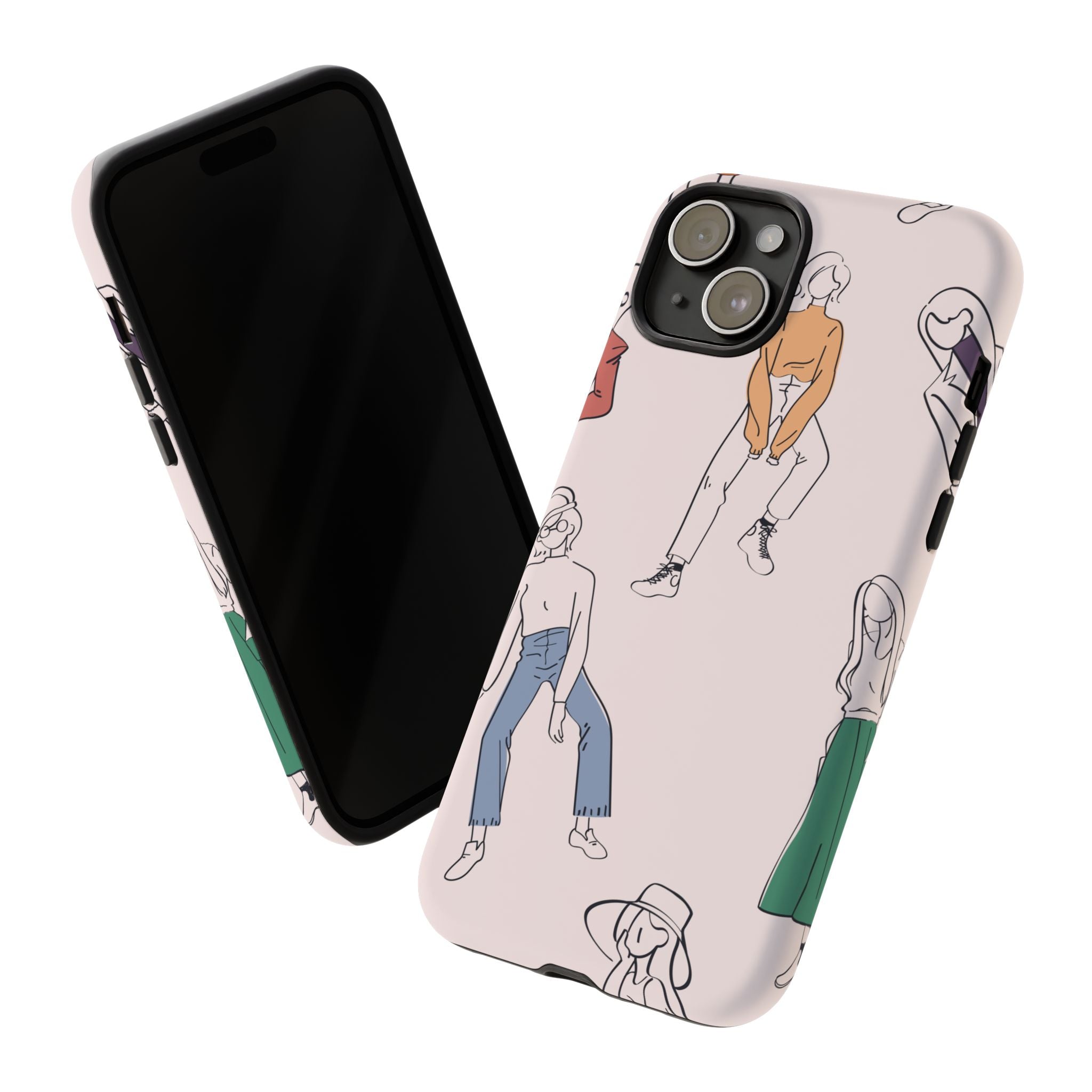 Dancing Women Pattern Phone Case — Chic Pastel Protective Phone Cover