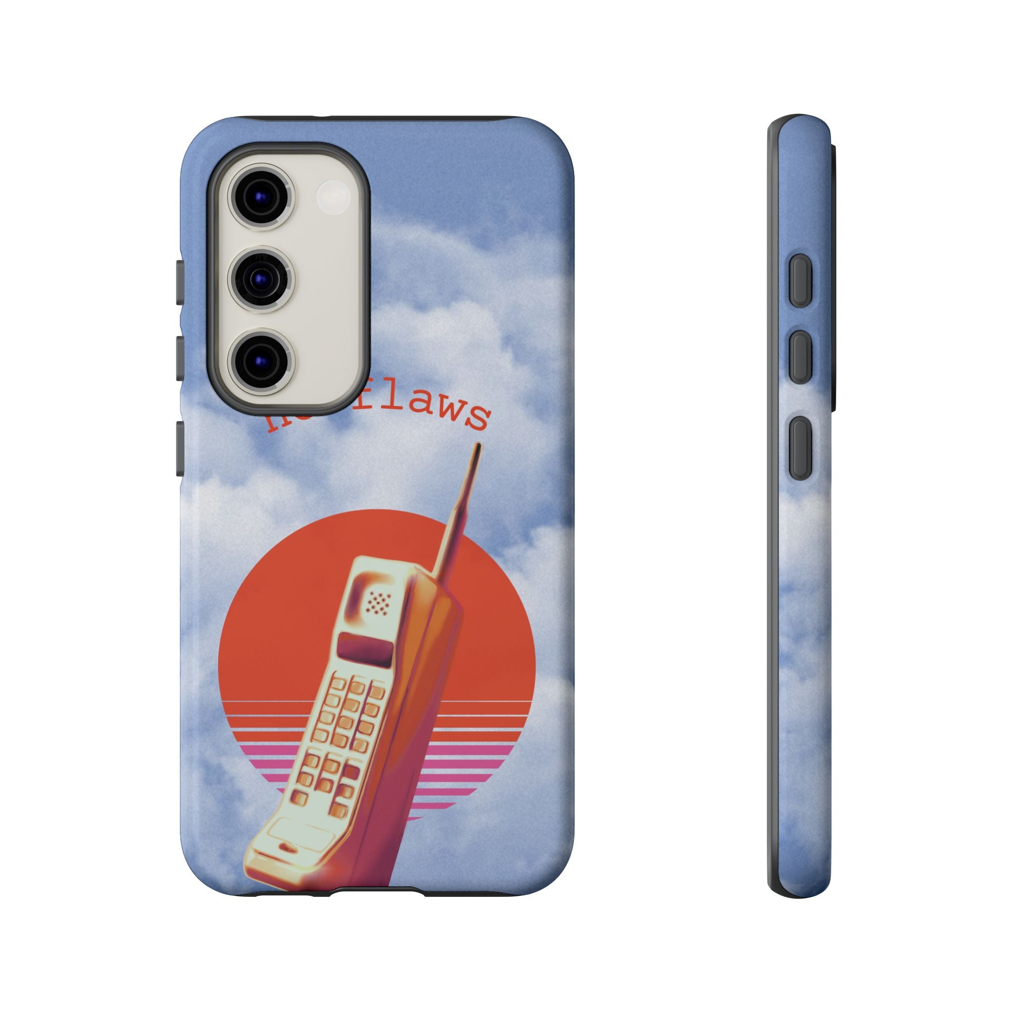 Retro “No Flaws” Phone Tough Case — Vintage 90s Aesthetic Protective Phone Case