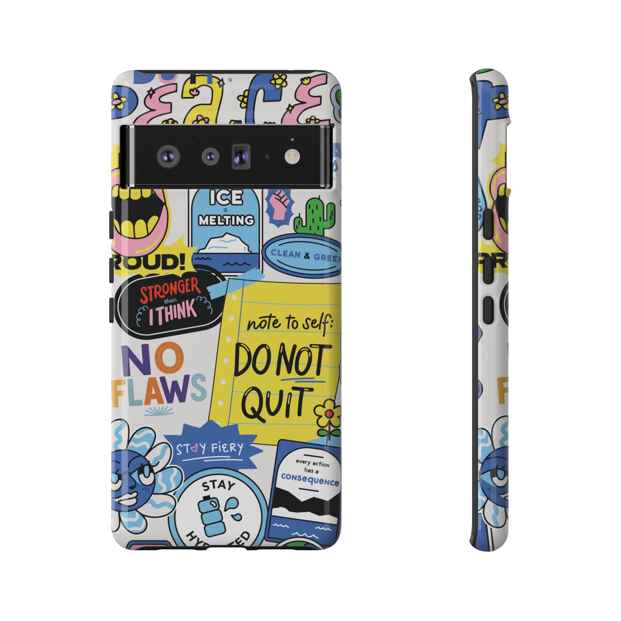 Sticker Collage Phone Case — Motivational "Do Not Quit" Protective Cover