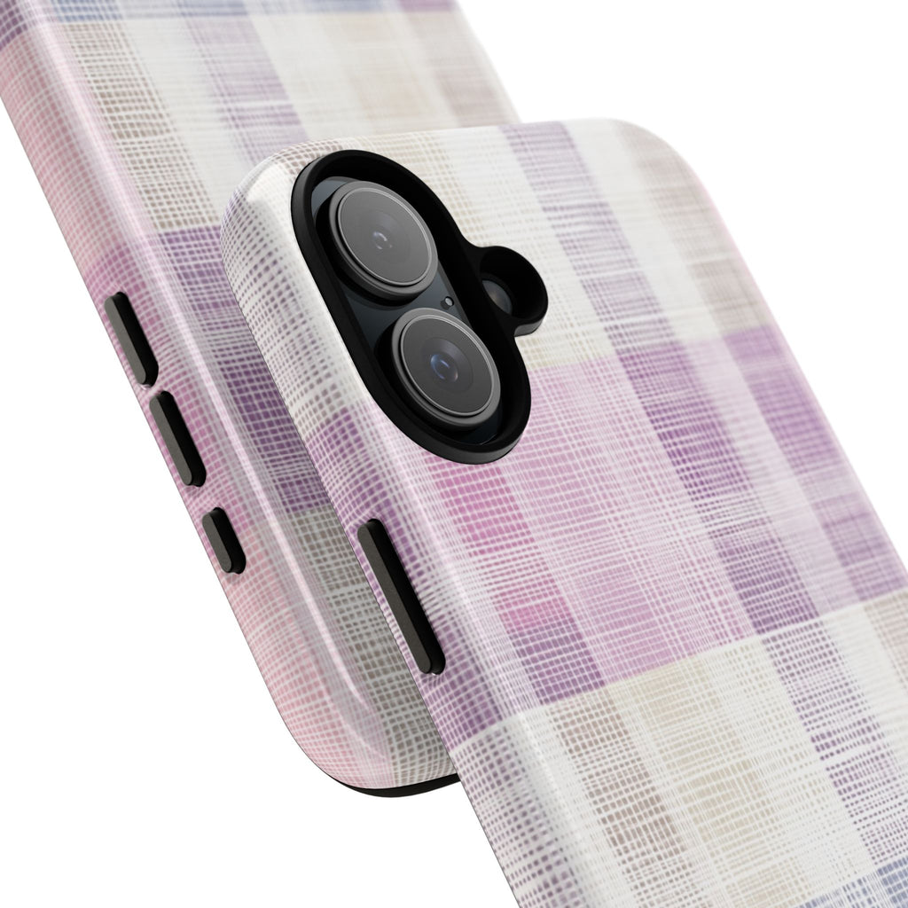 Pink Plaid Phone Case, Trendy Accessories, Birthday, Everyday Use, Tough Cases